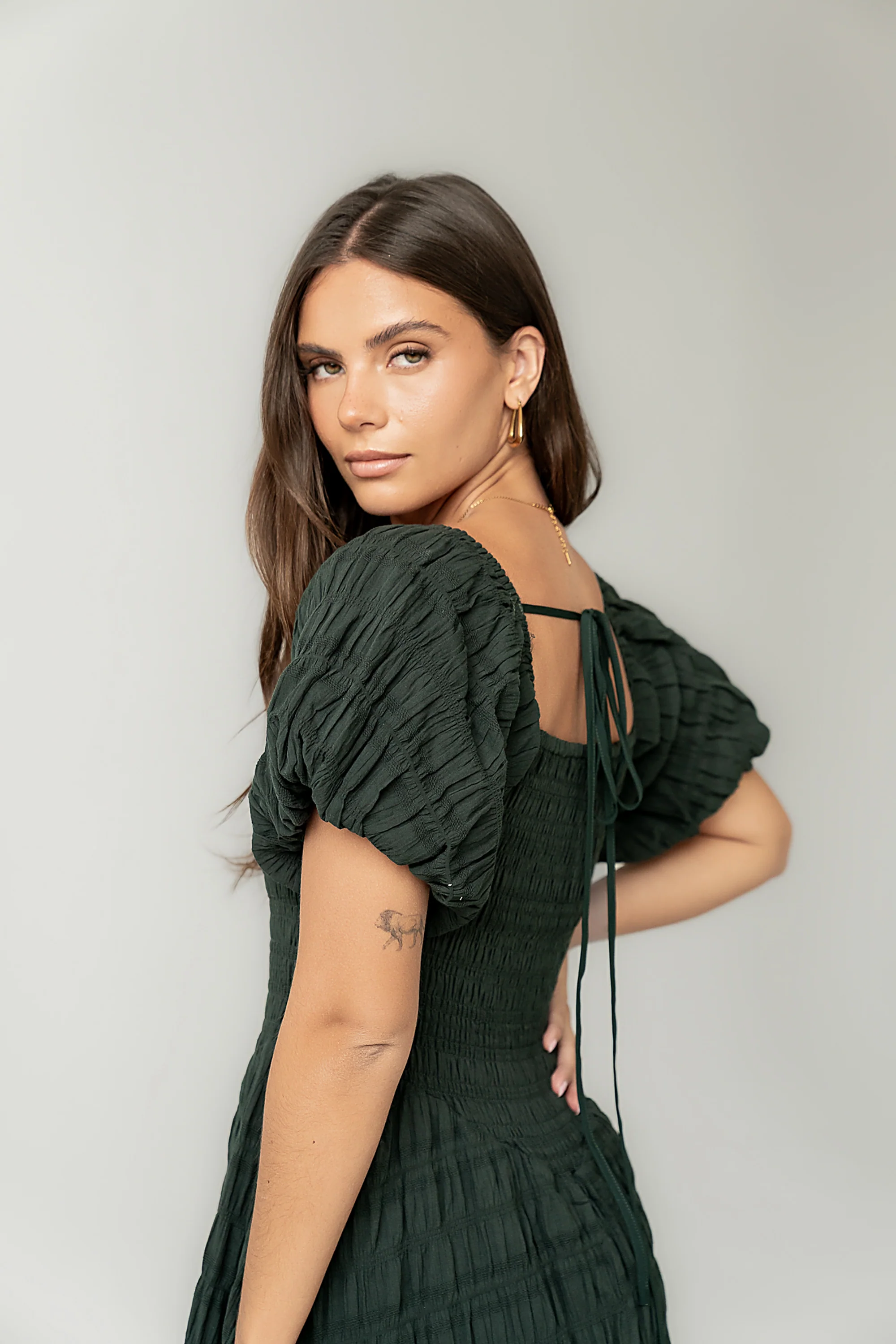 Beckie Smocked Maxi Dress in Green - FINAL SALE - Image 5