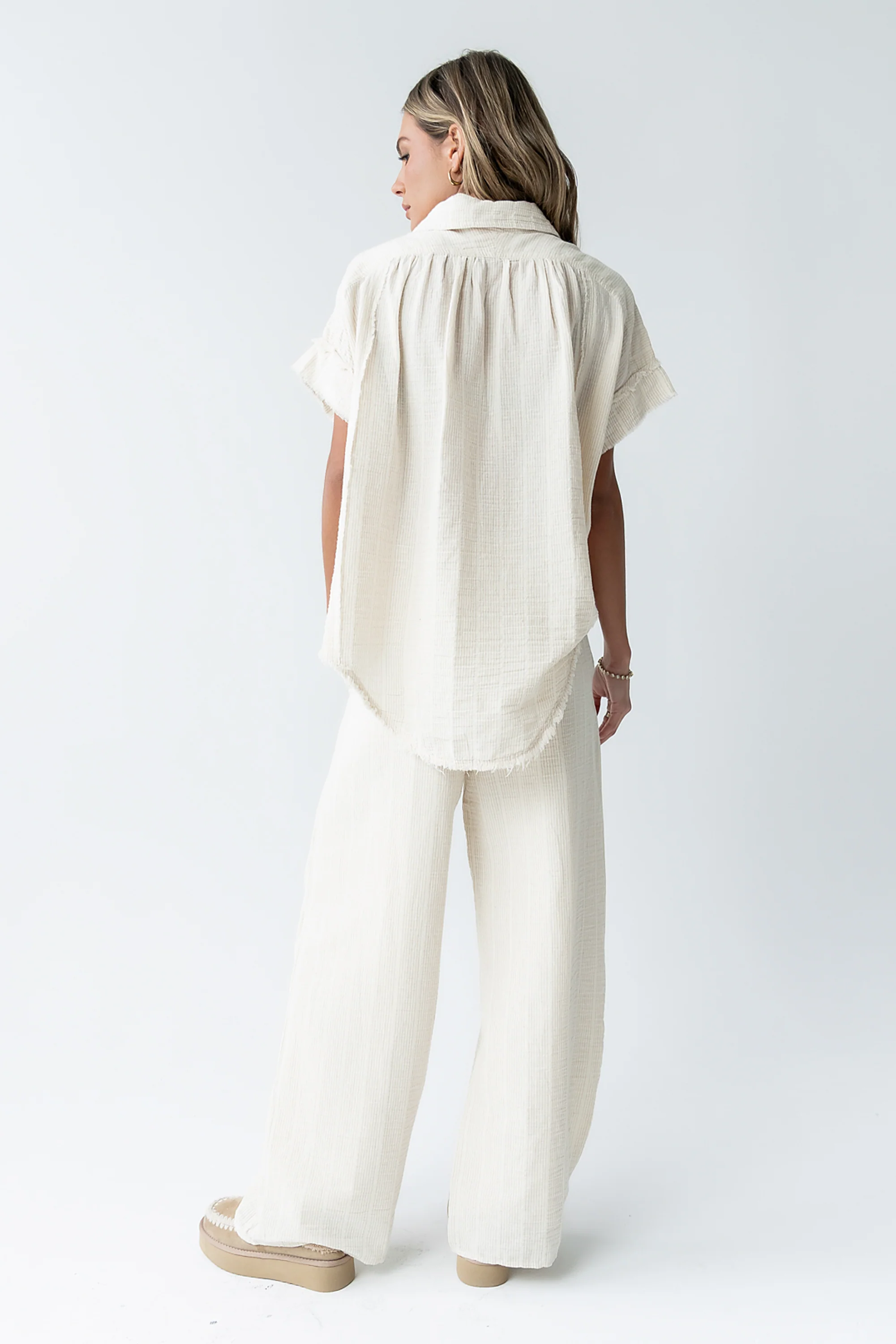 Belen Striped Wide Leg Pants in Taupe - FINAL SALE - Image 5
