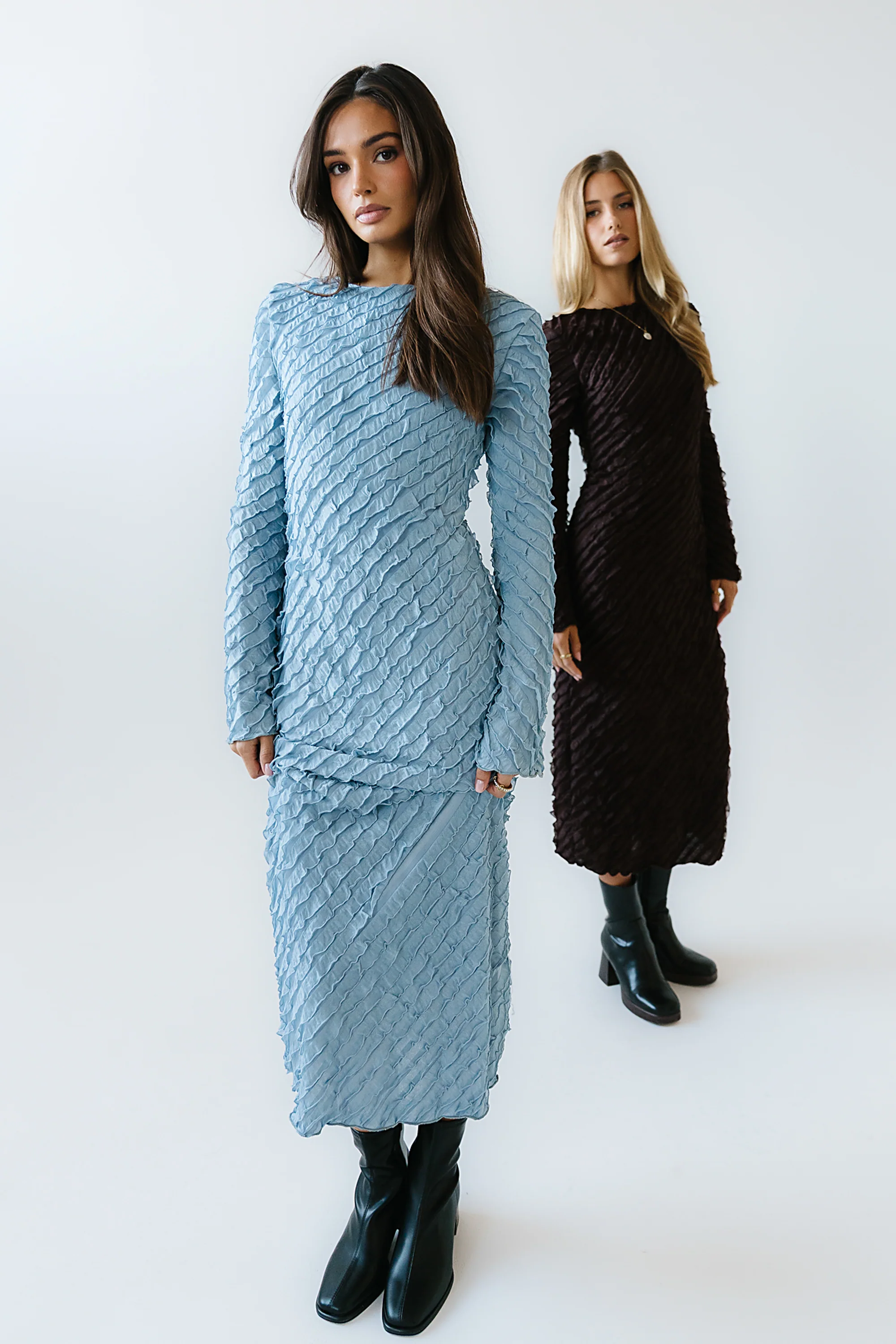 Bell Ruffle Maxi Dress in Blue - FINAL SALE - Image 2