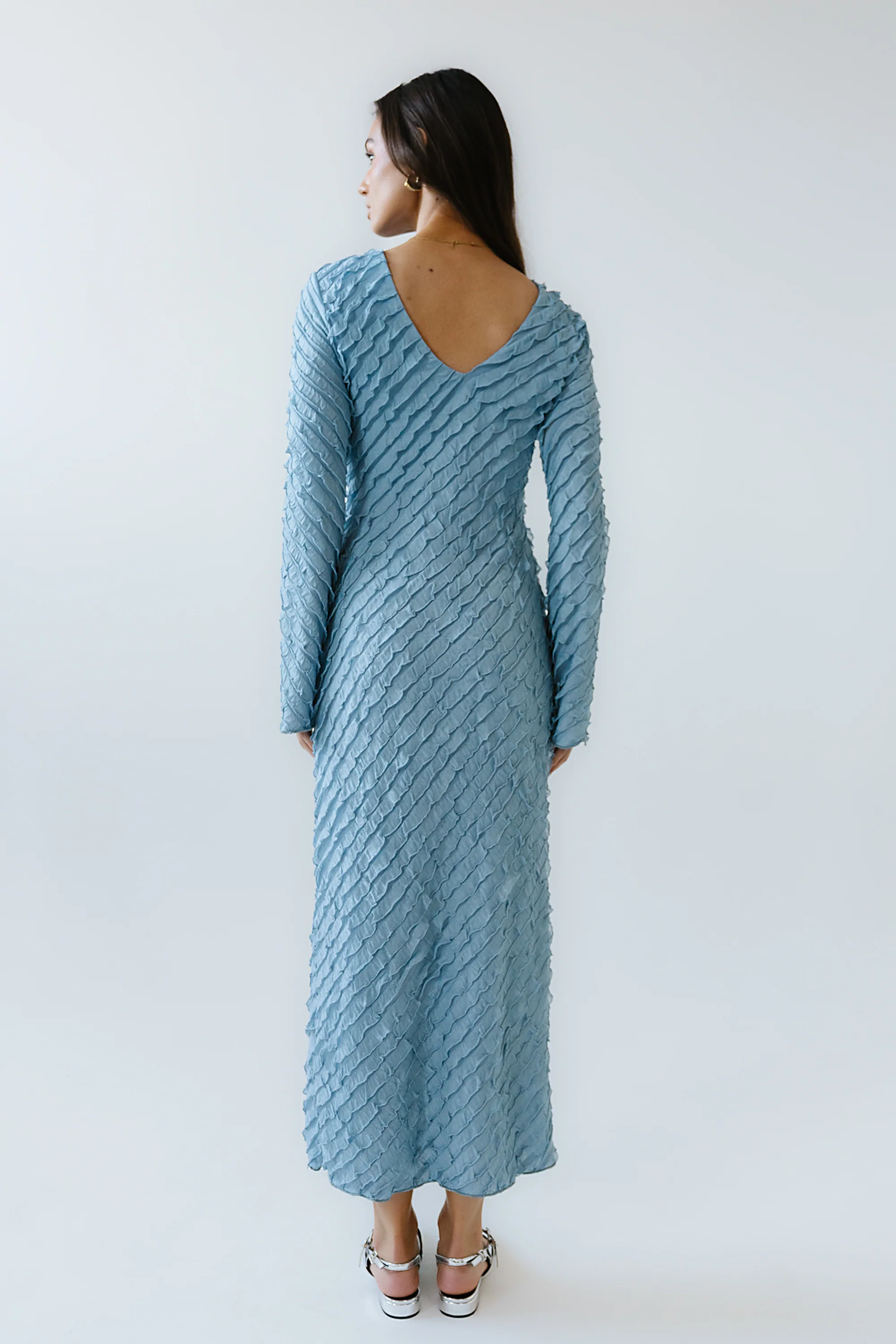 Bell Ruffle Maxi Dress in Blue - FINAL SALE - Image 3