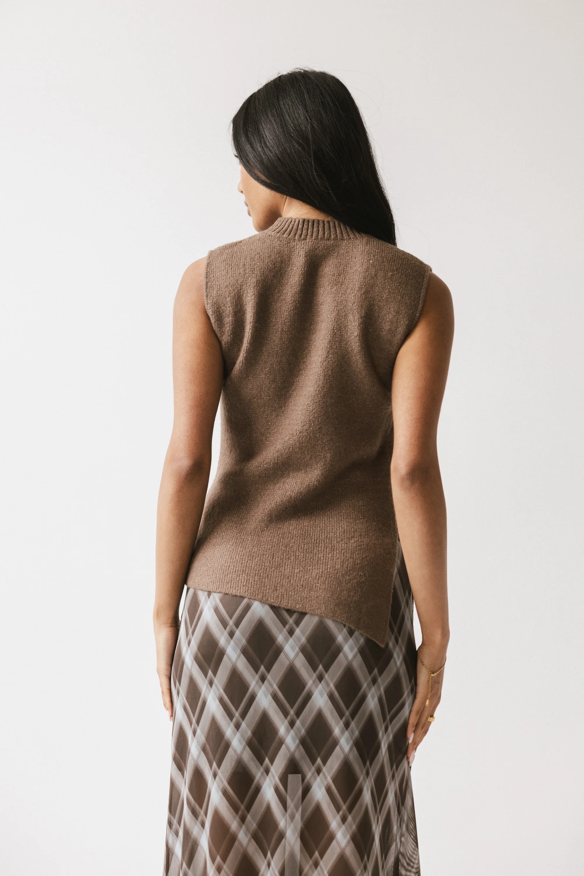 Bella Asymmetrical Knit Top in Taupe - Image 7