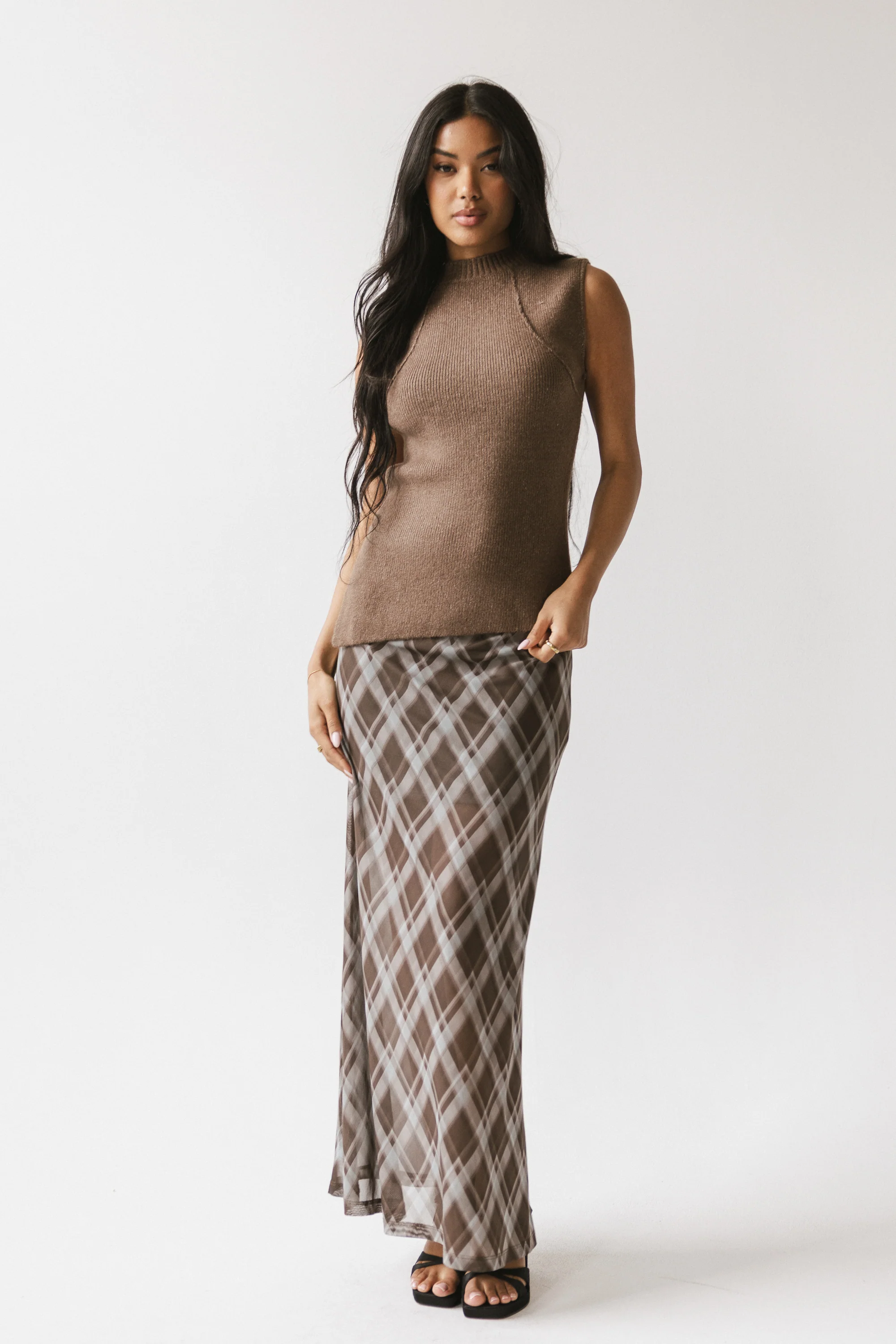 Bella Asymmetrical Knit Top in Taupe - Image 9