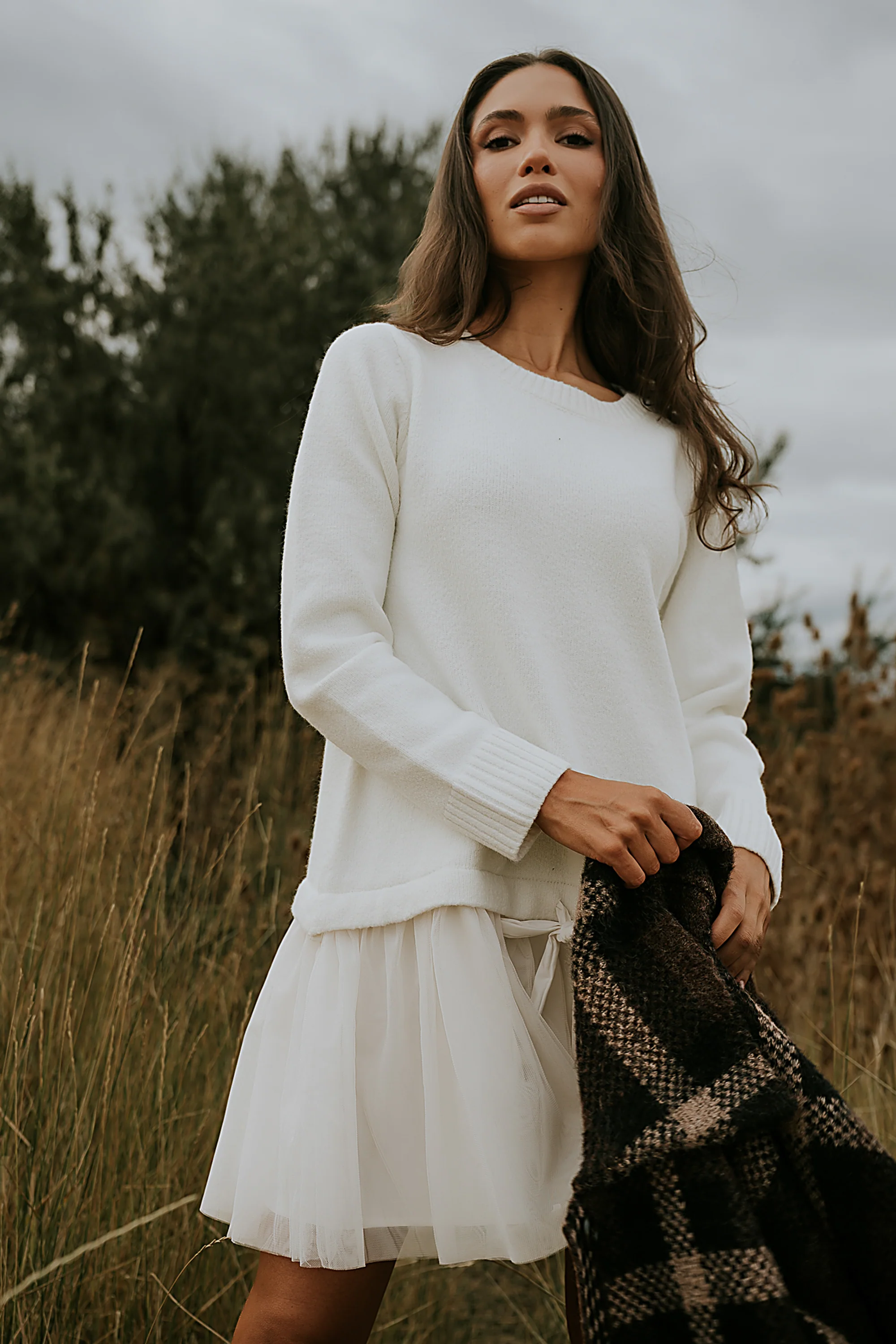 Bellise Baby Doll Sweater Dress in Ivory - FINAL SALE - Image 6