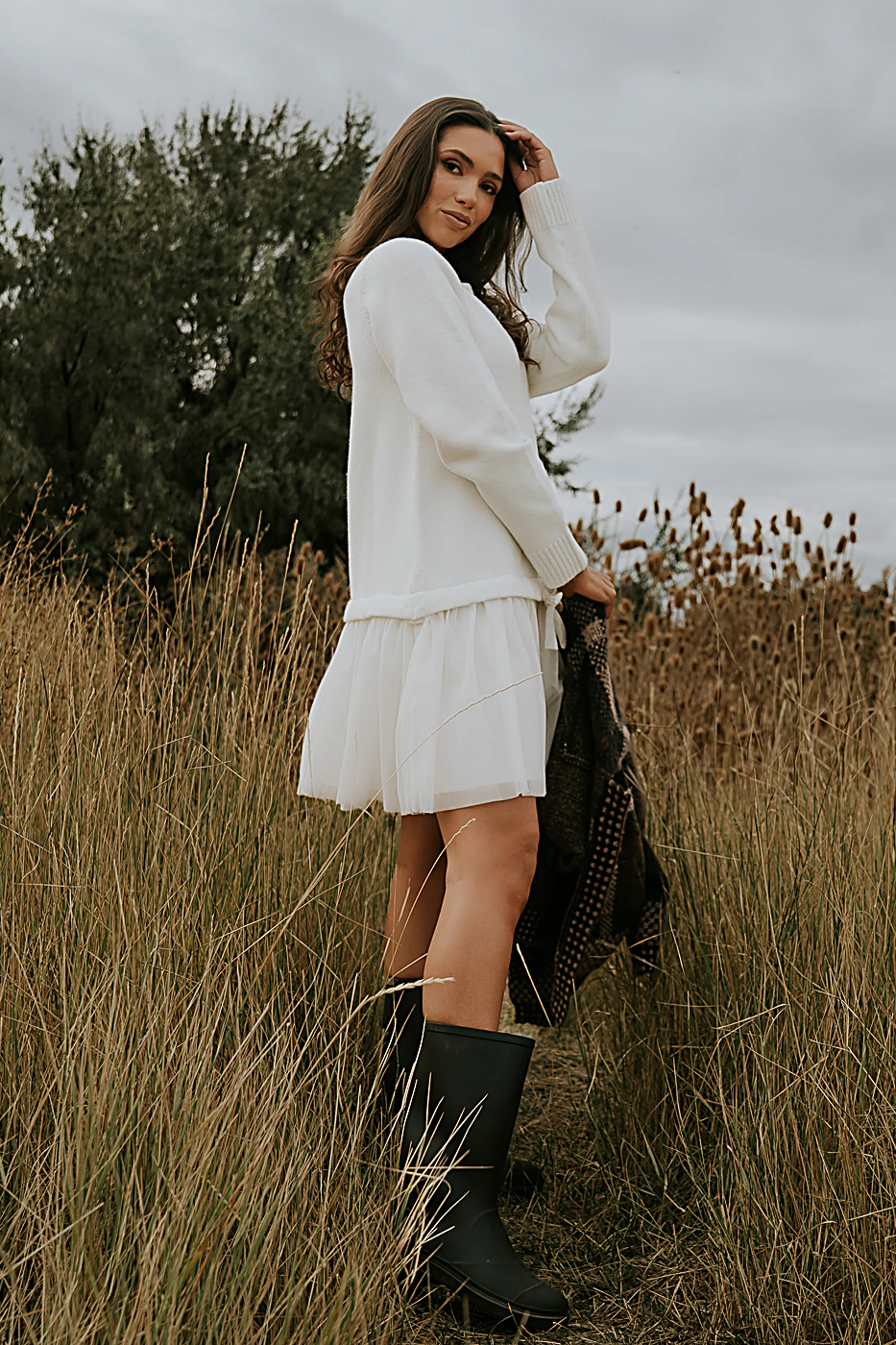 Bellise Baby Doll Sweater Dress in Ivory - FINAL SALE - Image 7
