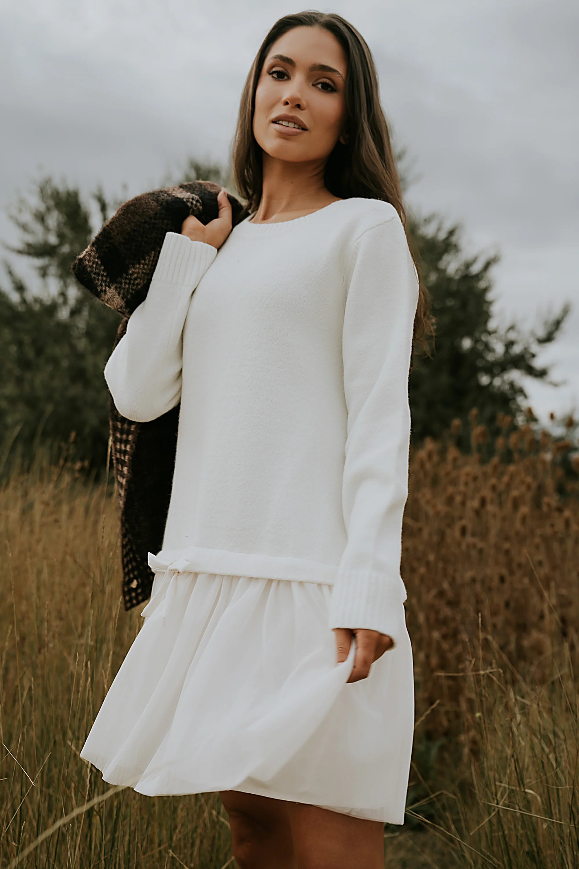 Bellise Baby Doll Sweater Dress in Ivory - FINAL SALE - Image 8