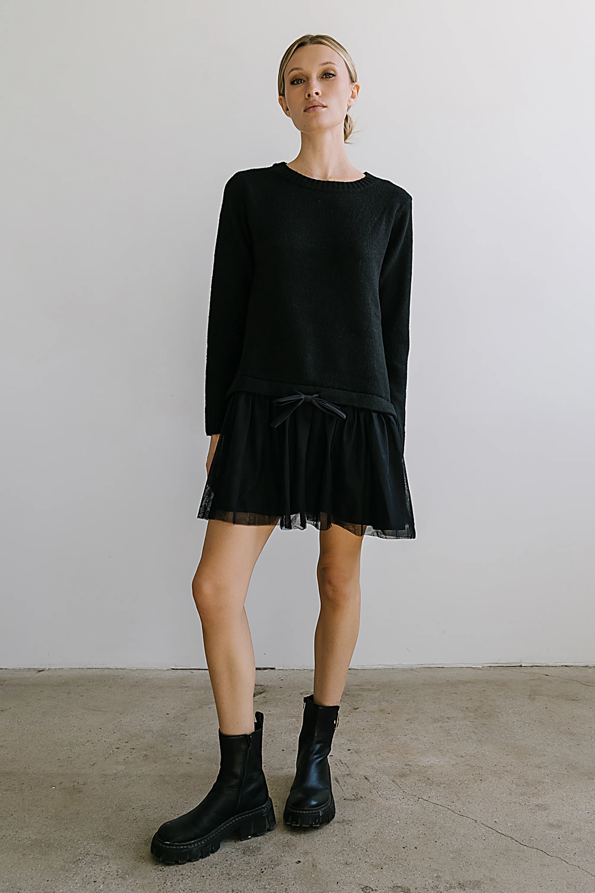 Bellise Baby Doll Sweater Dress in Black - FINAL SALE - Image 7