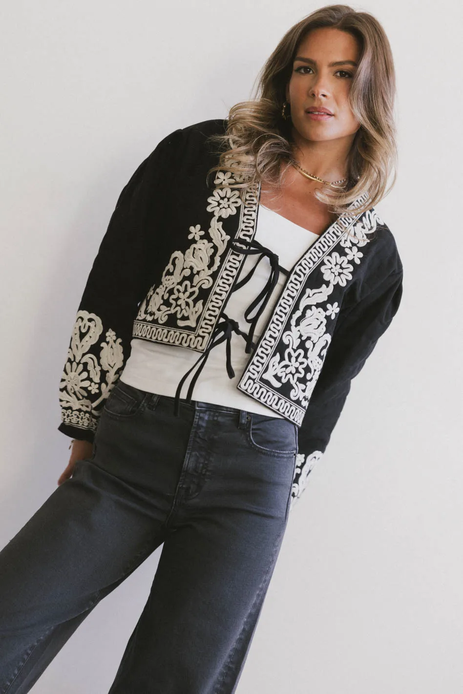 Benja Embroidered Jacket in Black - FINAL SALE - Image 3