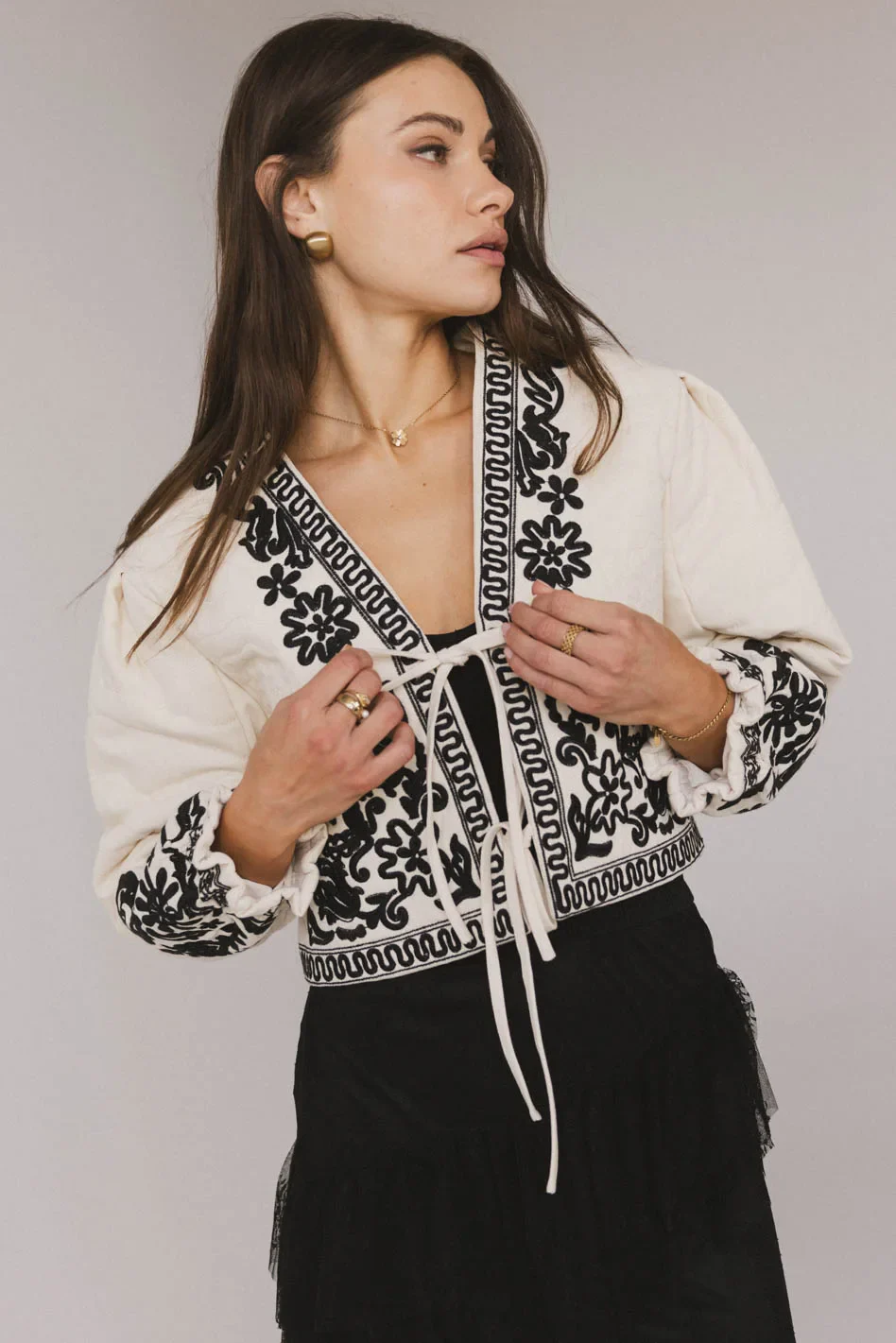 Benja Embroidered Jacket in Ivory - FINAL SALE - Image 2
