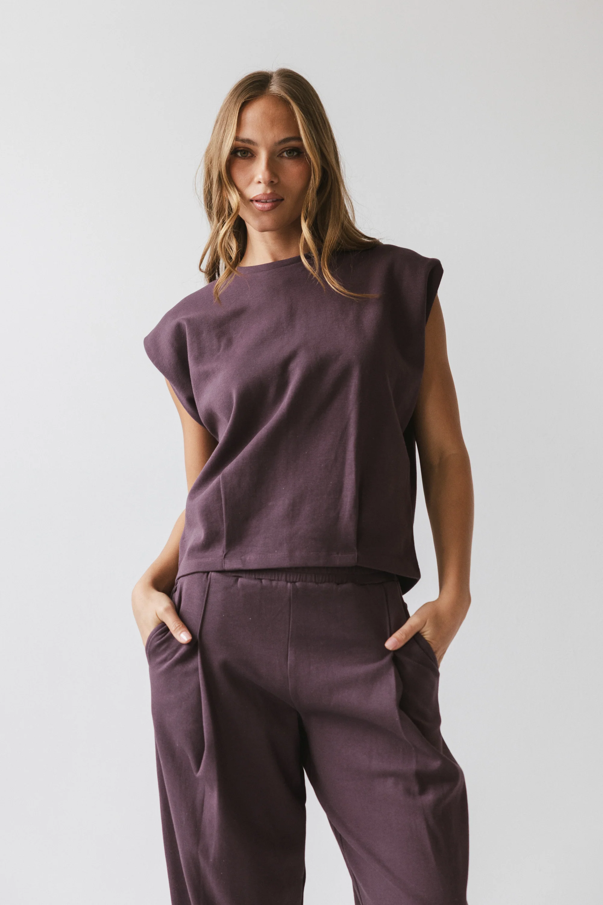 Benji Muscle Tee in Plum - FINAL SALE