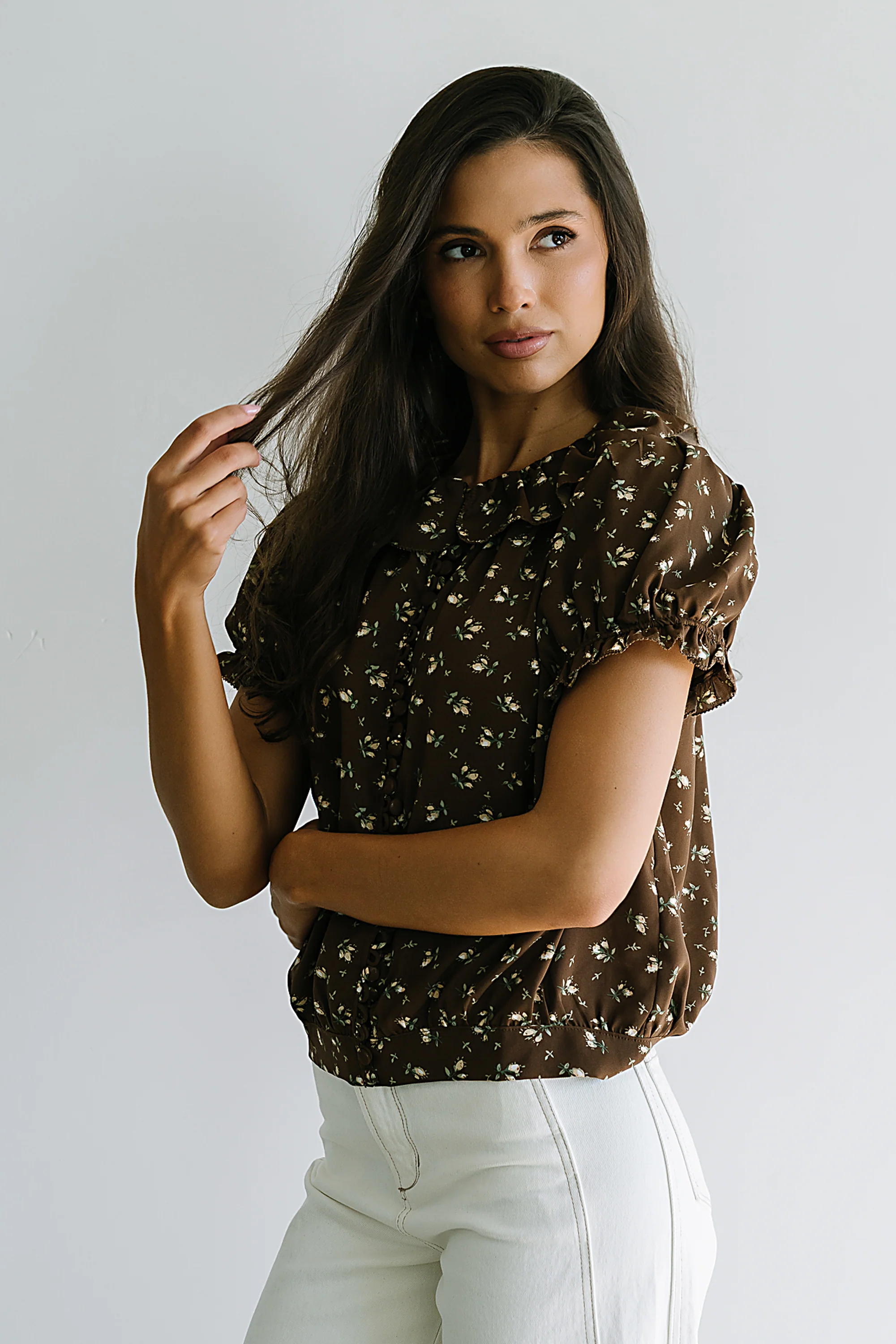 Bennie Collared Blouse in Brown - Image 4