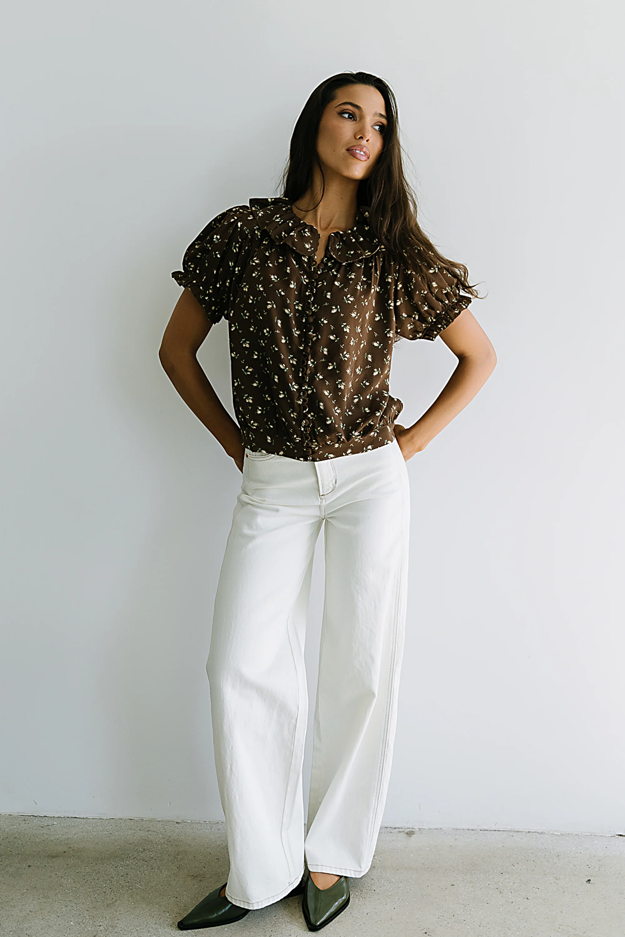 Bennie Collared Blouse in Brown - Image 5