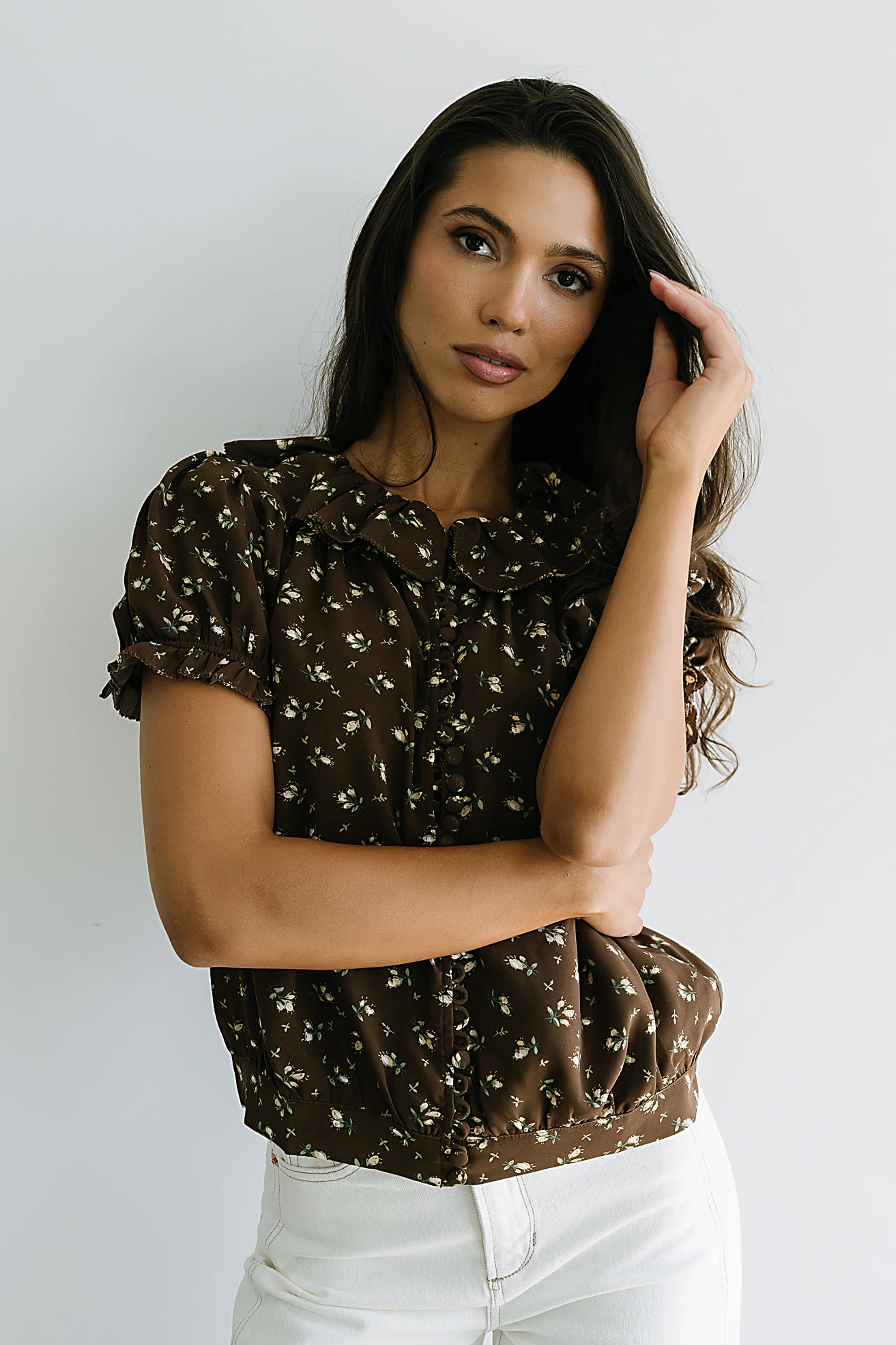 Bennie Collared Blouse in Brown - Image 6