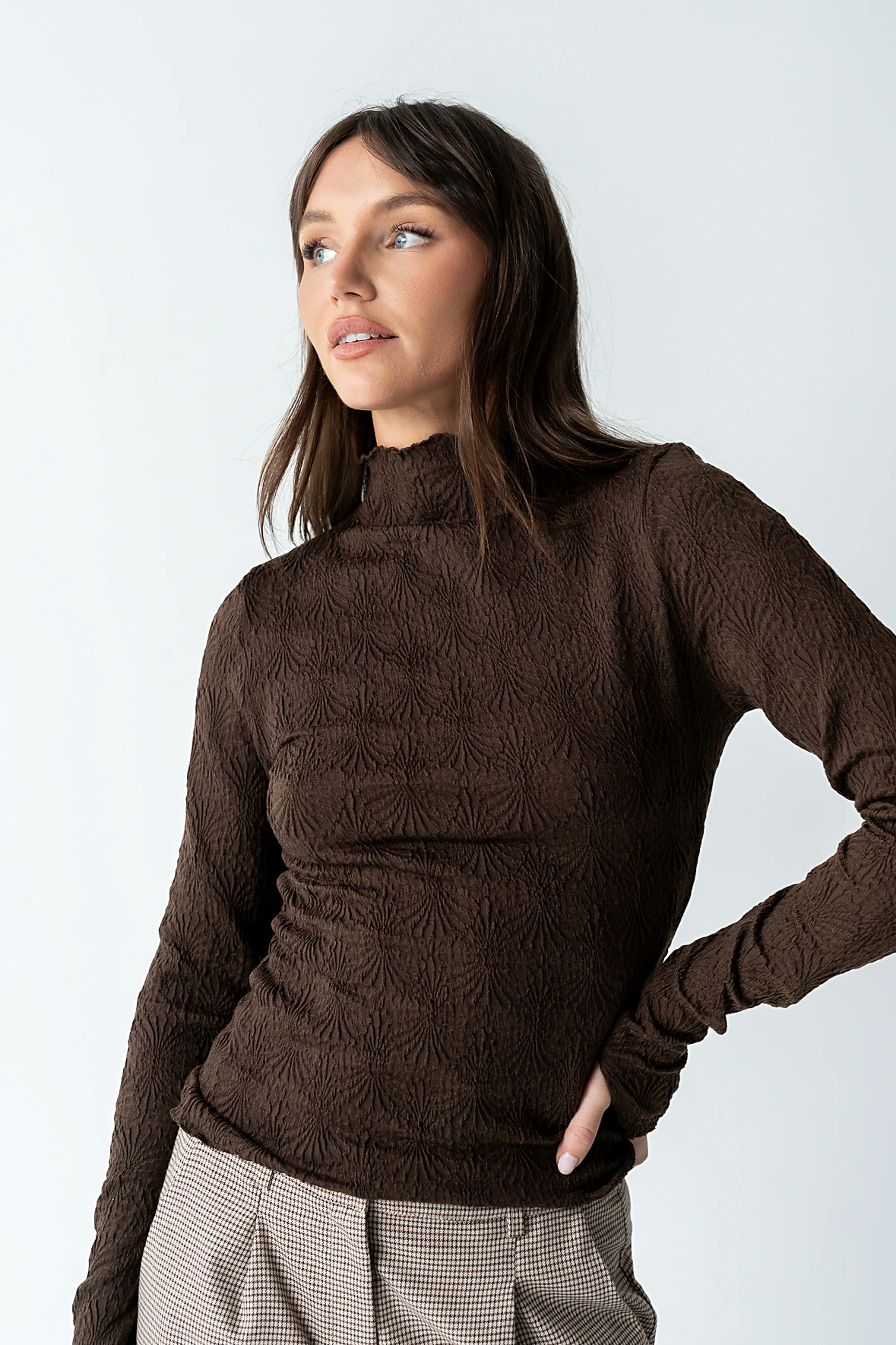 Benny Textured Top in Brown - Image 2