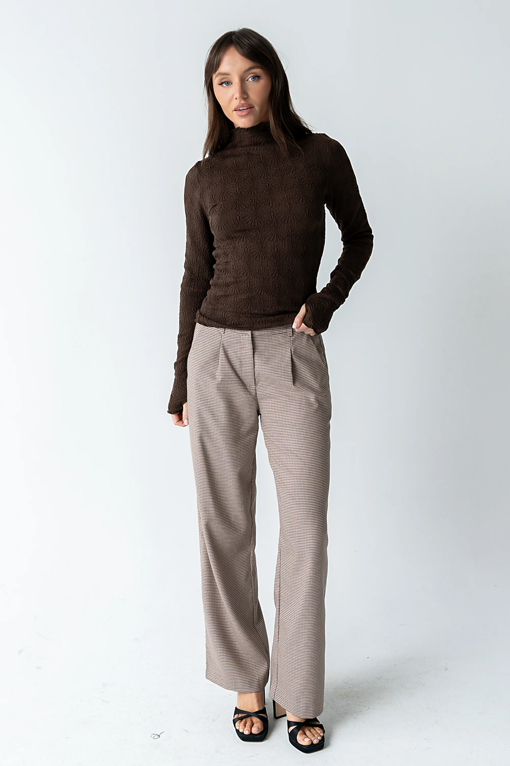 Benny Textured Top in Brown - Image 3