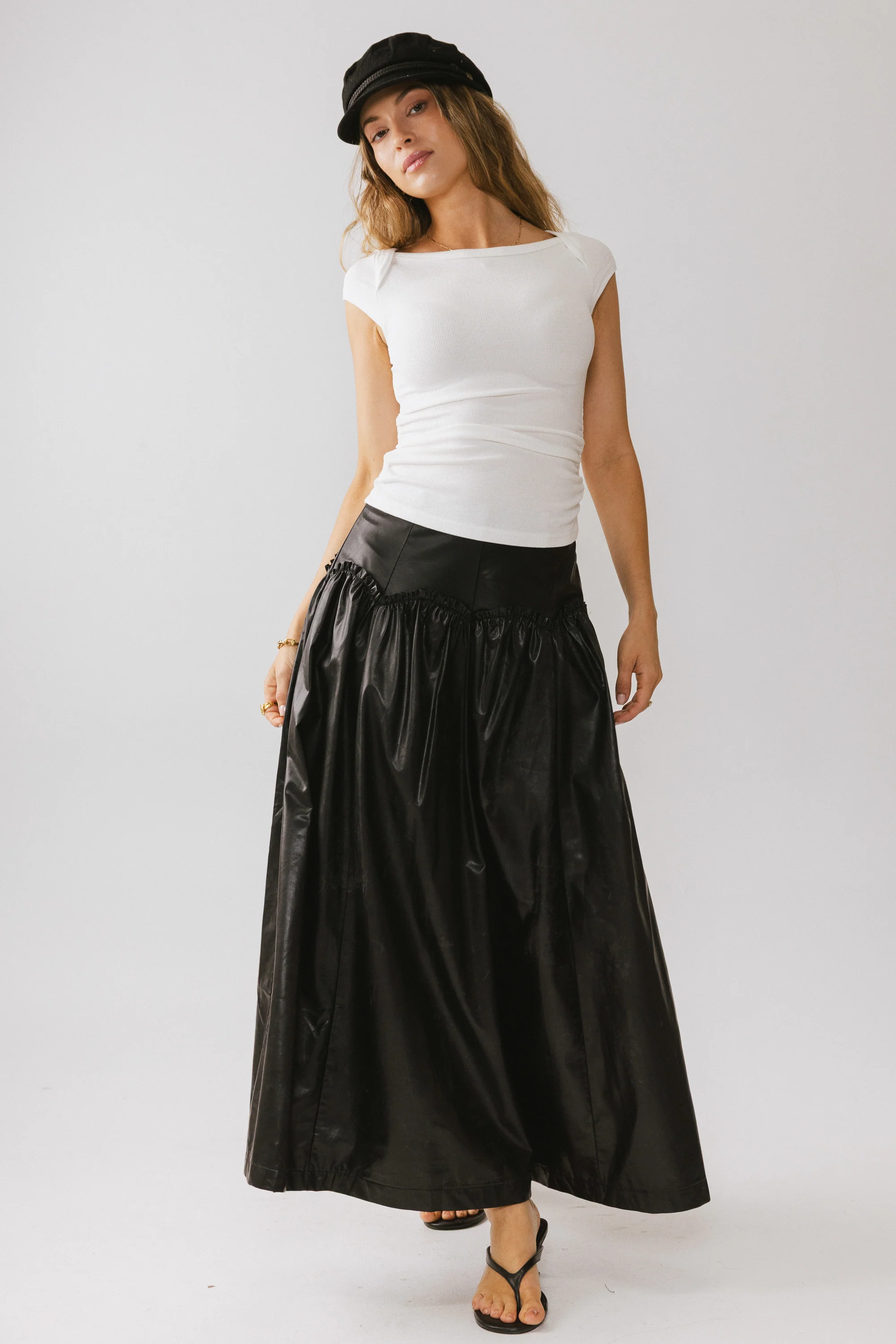 Benson Vegan Leather Maxi Skirt - FINAL SALE - Image 3