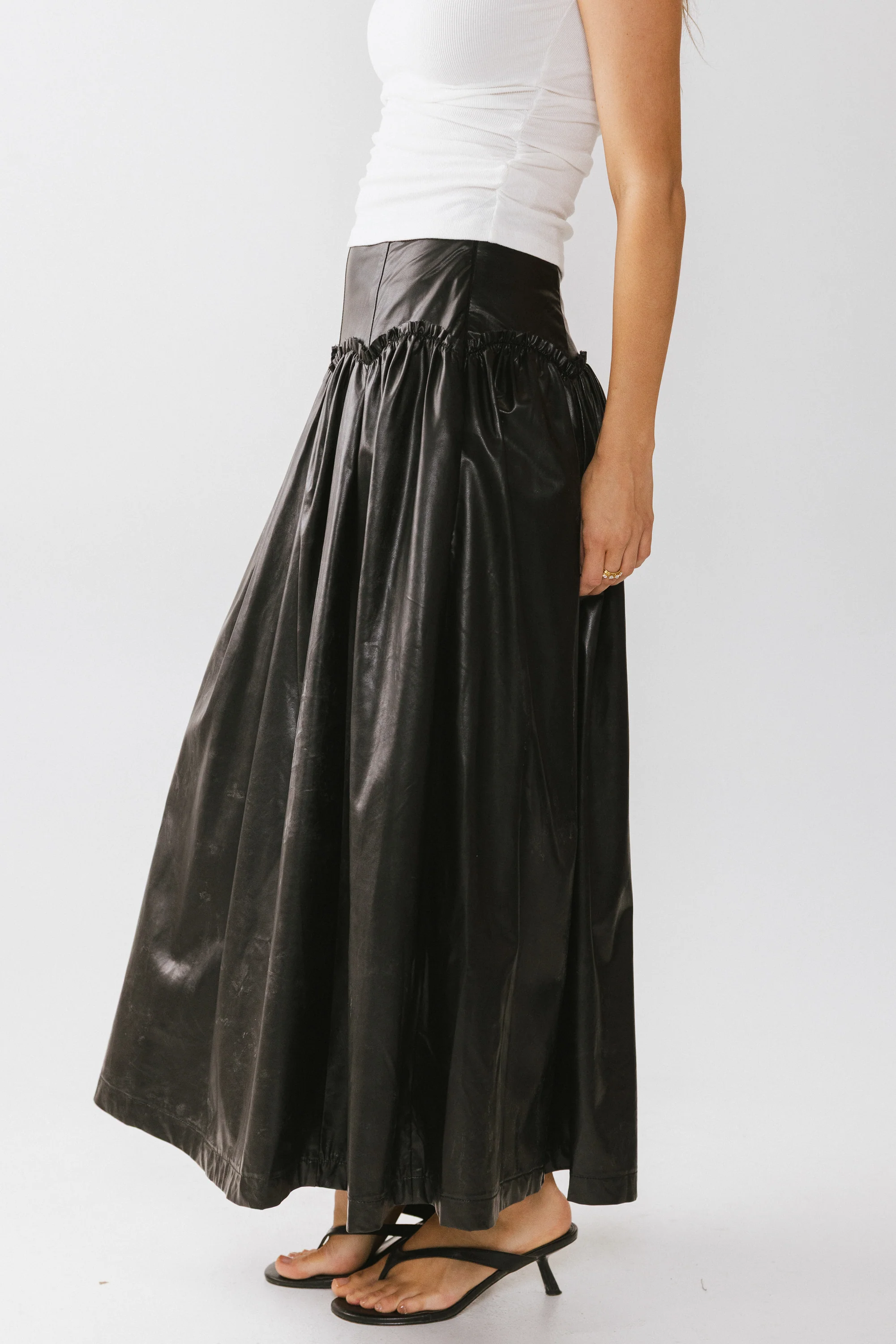Benson Vegan Leather Maxi Skirt - FINAL SALE - Image 5