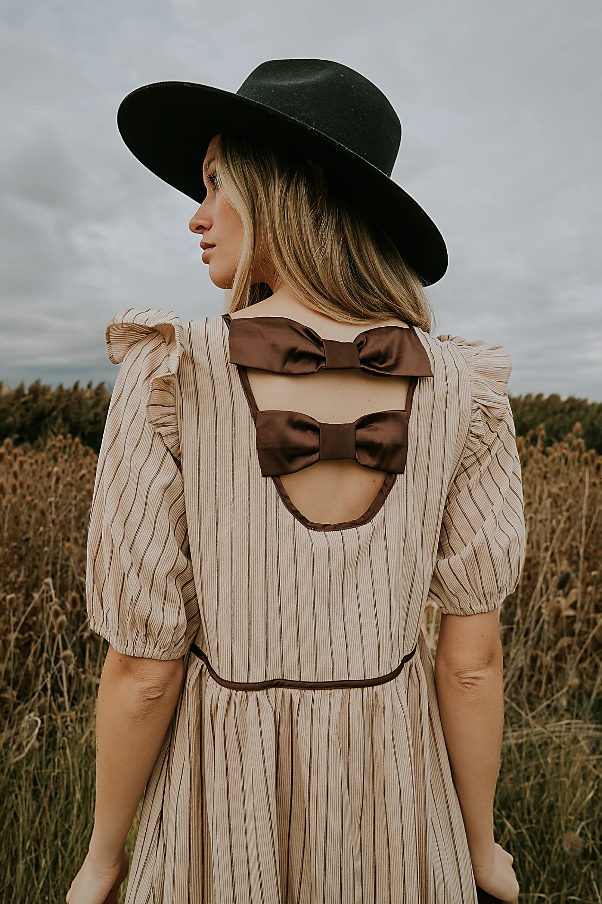 Berlin Corduroy Baby Doll Midi Dress in Taupe - FINAL SALE - Image 3