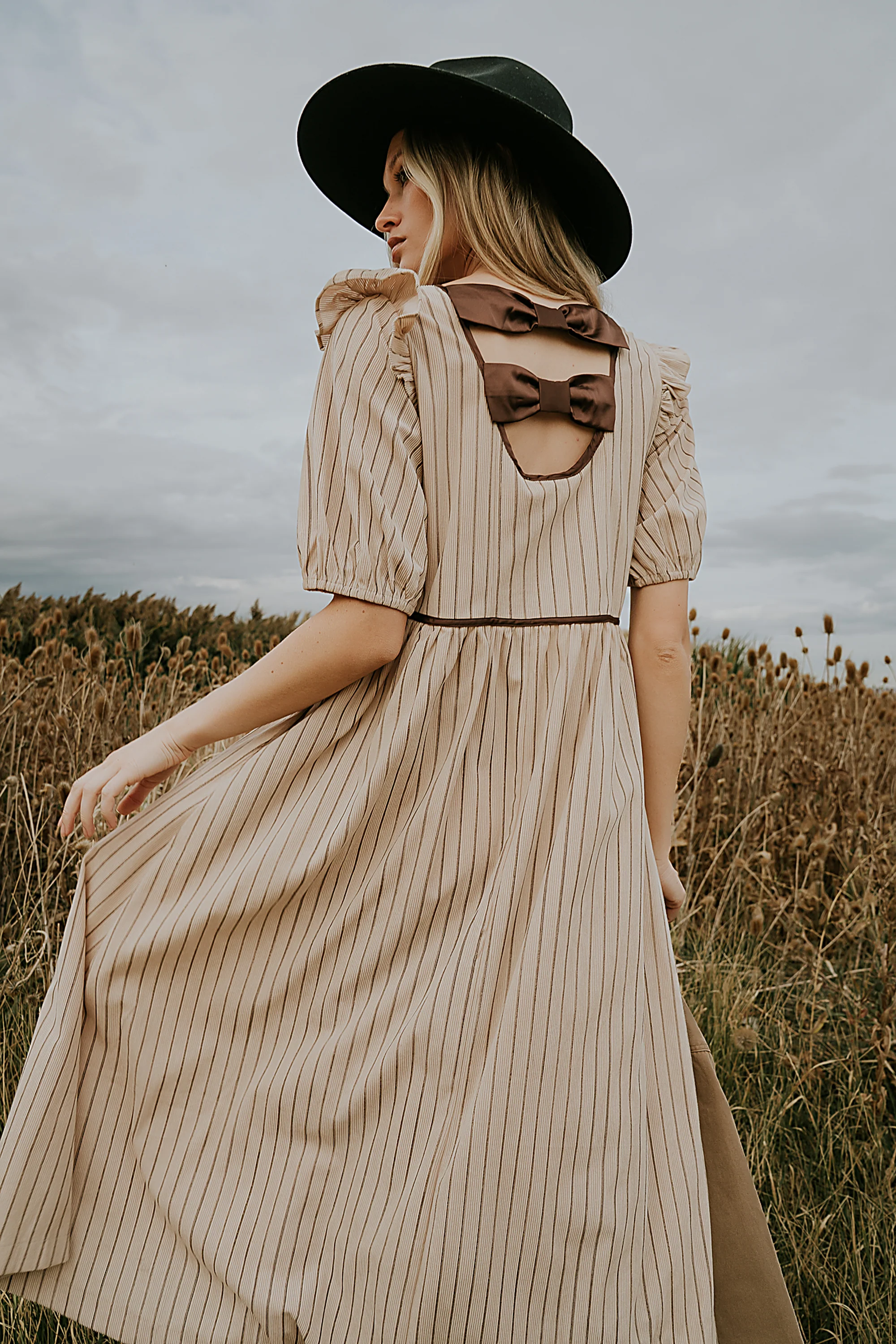 Berlin Corduroy Baby Doll Midi Dress in Taupe - FINAL SALE - Image 5