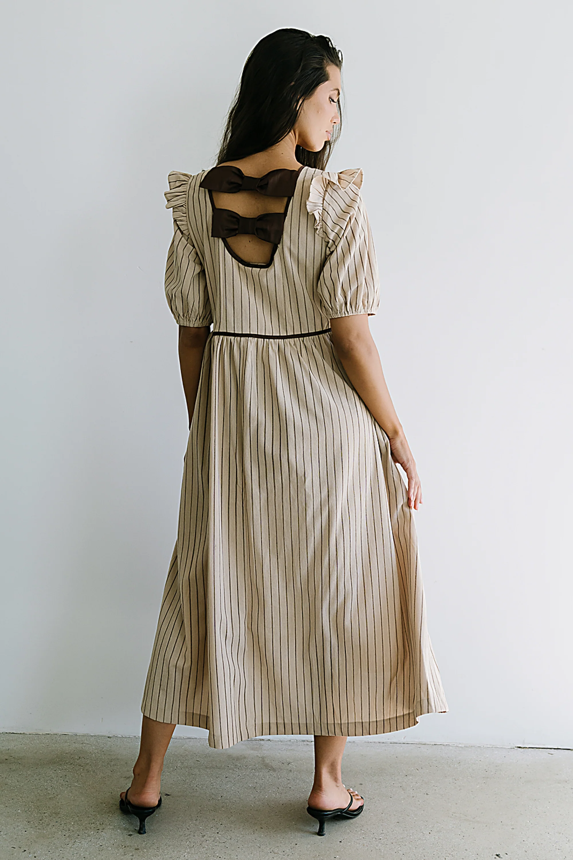 Berlin Corduroy Baby Doll Midi Dress in Taupe - FINAL SALE - Image 9