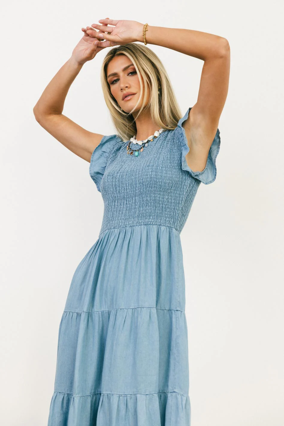 Beth Smocked Midi Dress - Image 4