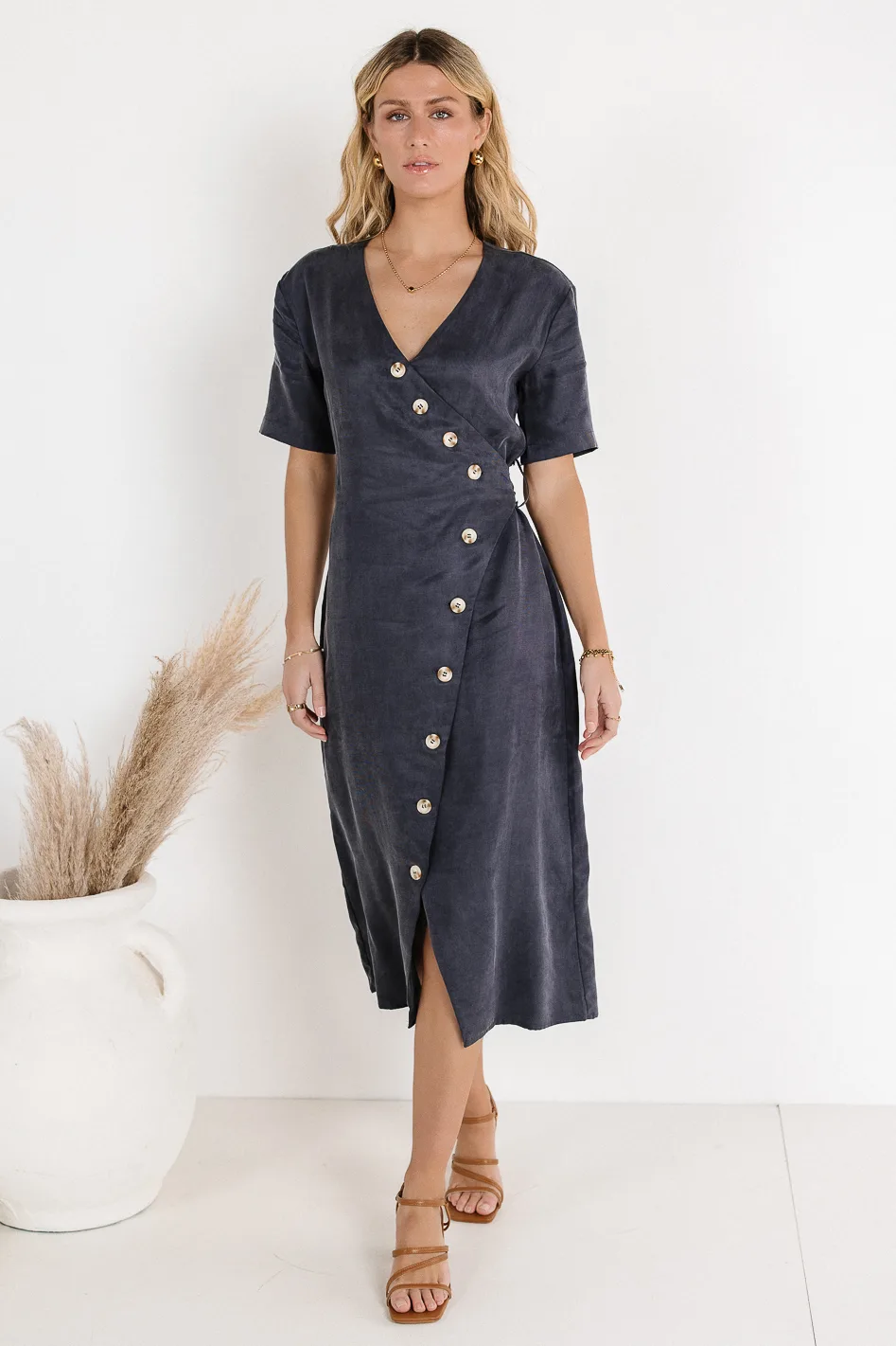 Bhar Midi Wrap Dress in Navy - FINAL SALE - Image 10