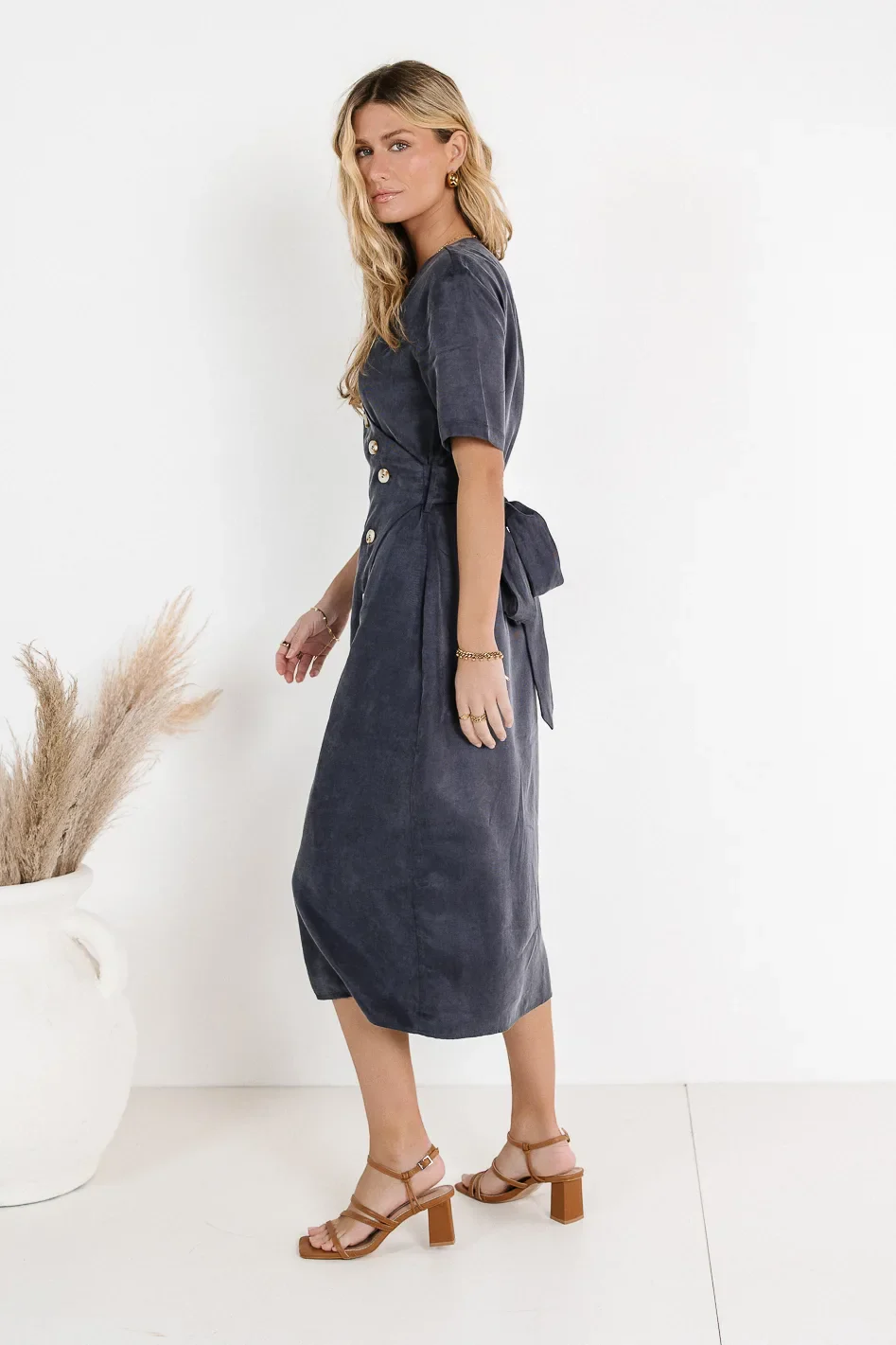Bhar Midi Wrap Dress in Navy - FINAL SALE - Image 8