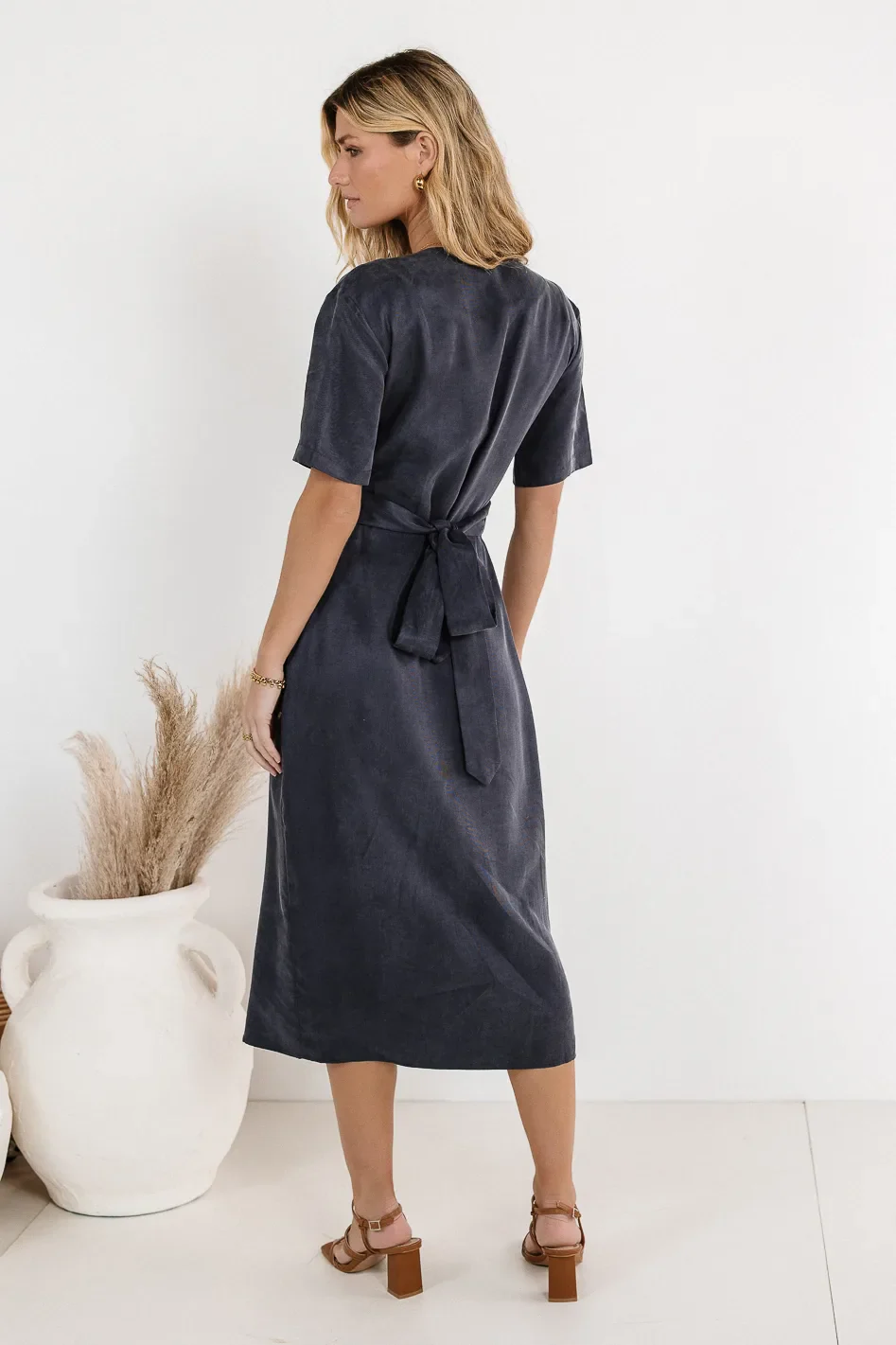 Bhar Midi Wrap Dress in Navy - FINAL SALE - Image 9
