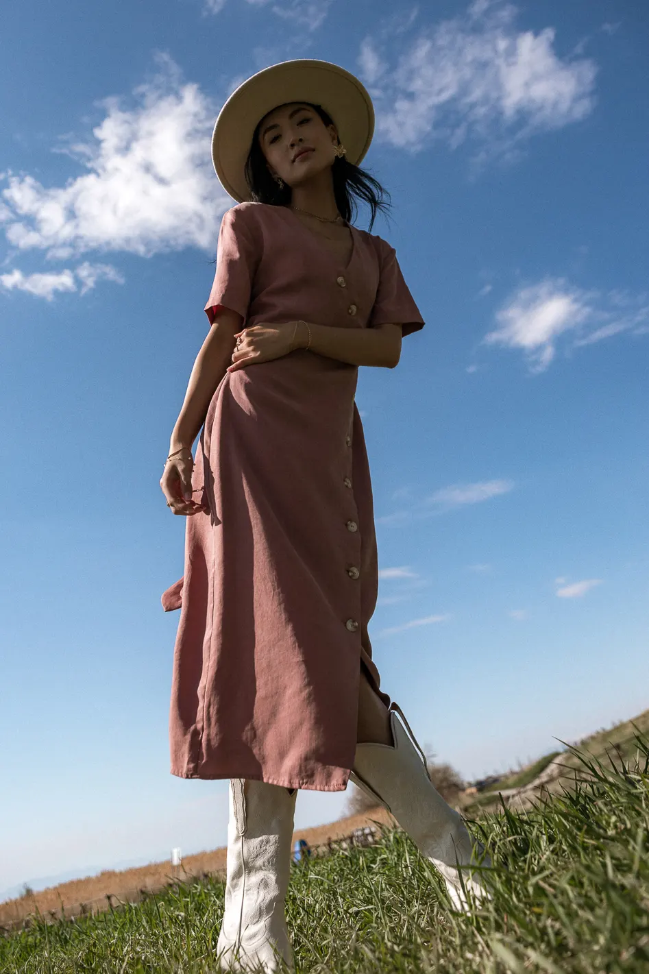 Bhar Midi Wrap Dress in Clay - FINAL SALE - Image 3