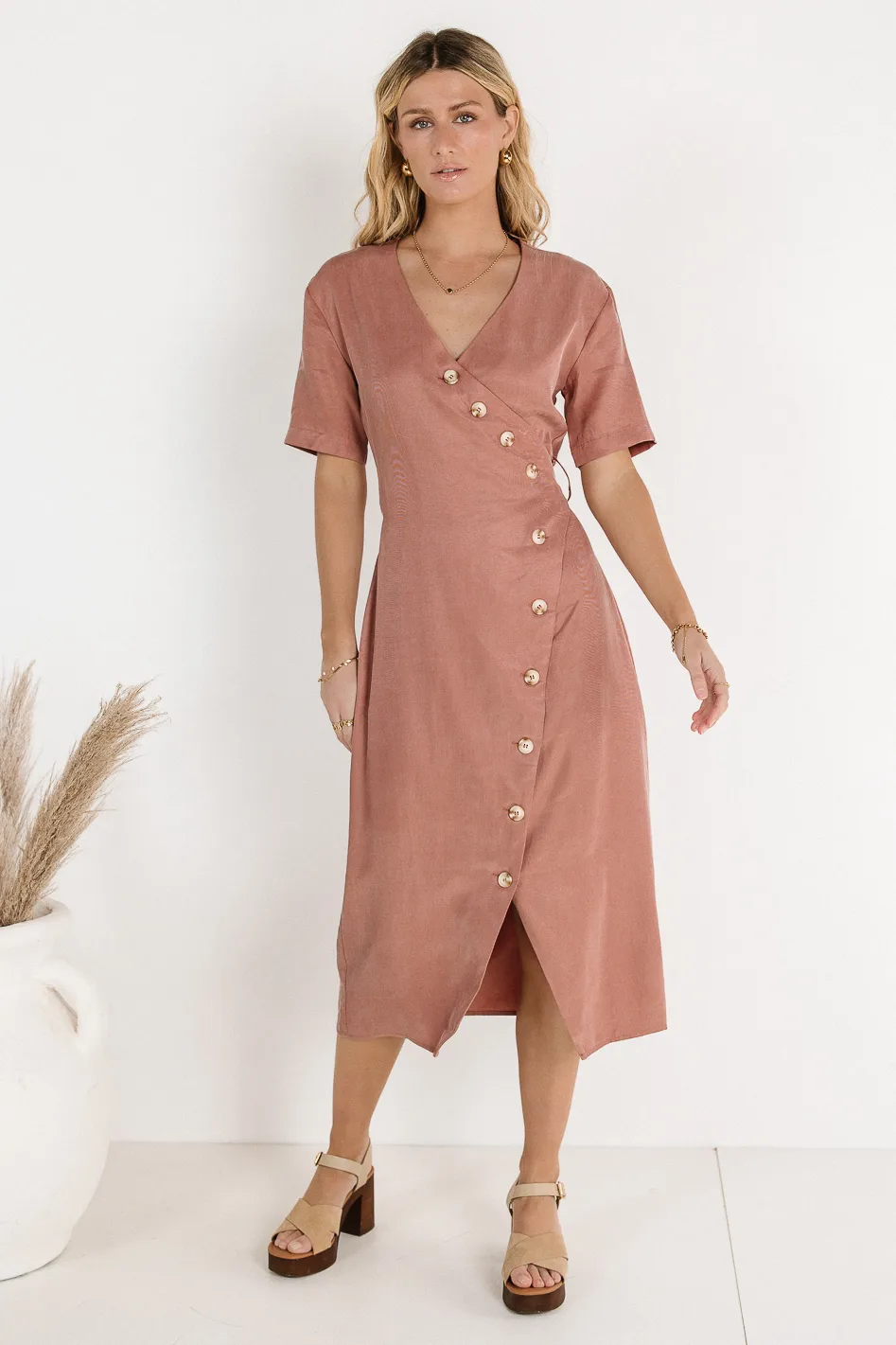 Bhar Midi Wrap Dress in Clay - FINAL SALE - Image 6