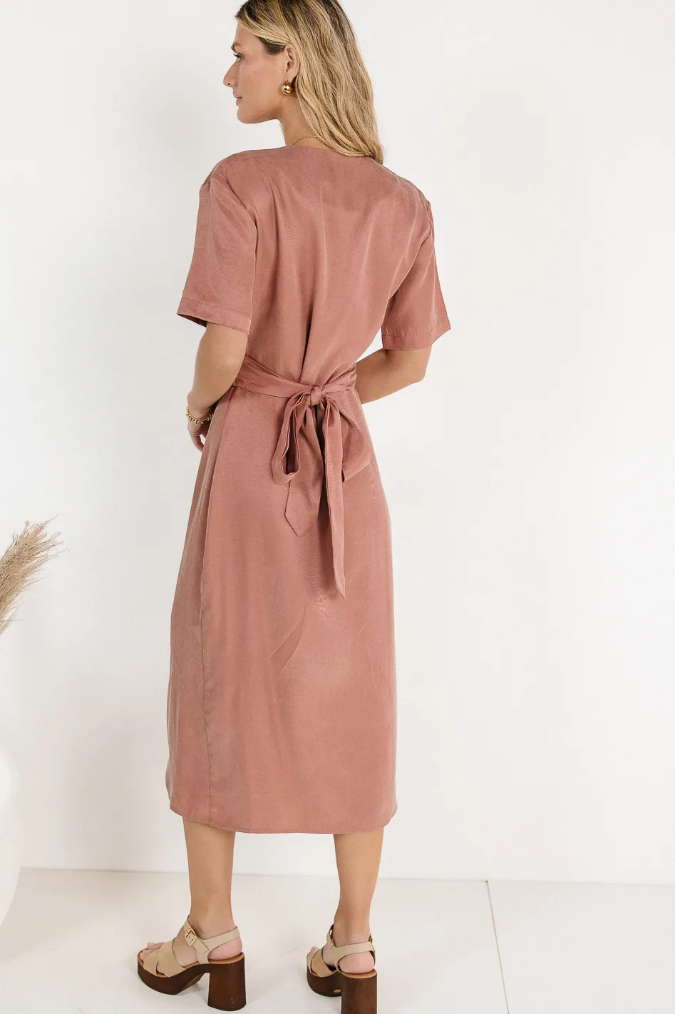 Bhar Midi Wrap Dress in Clay - FINAL SALE - Image 7