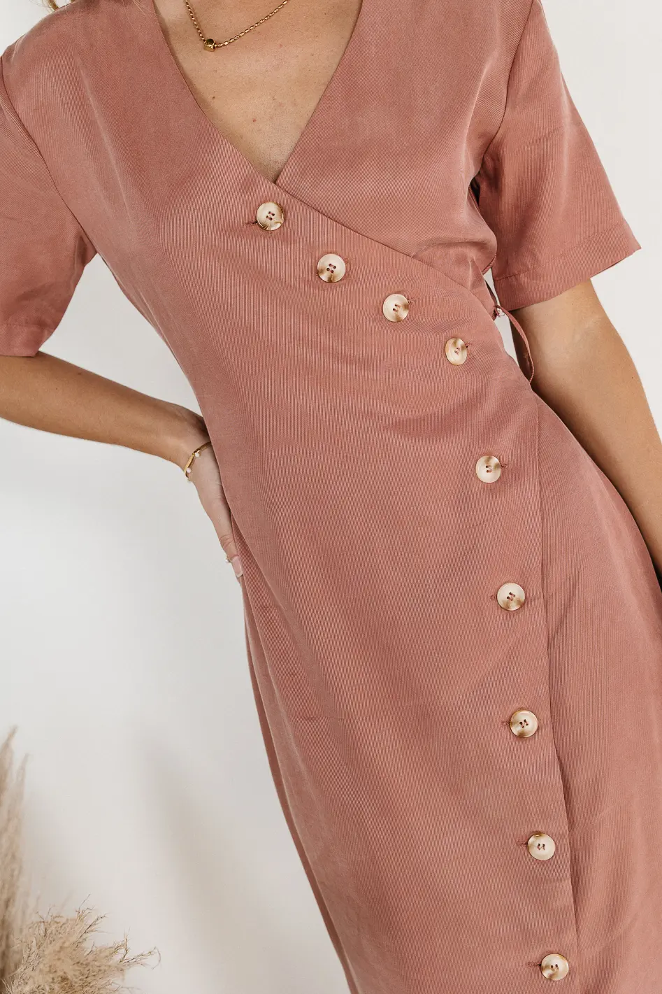 Bhar Midi Wrap Dress in Clay - FINAL SALE - Image 8