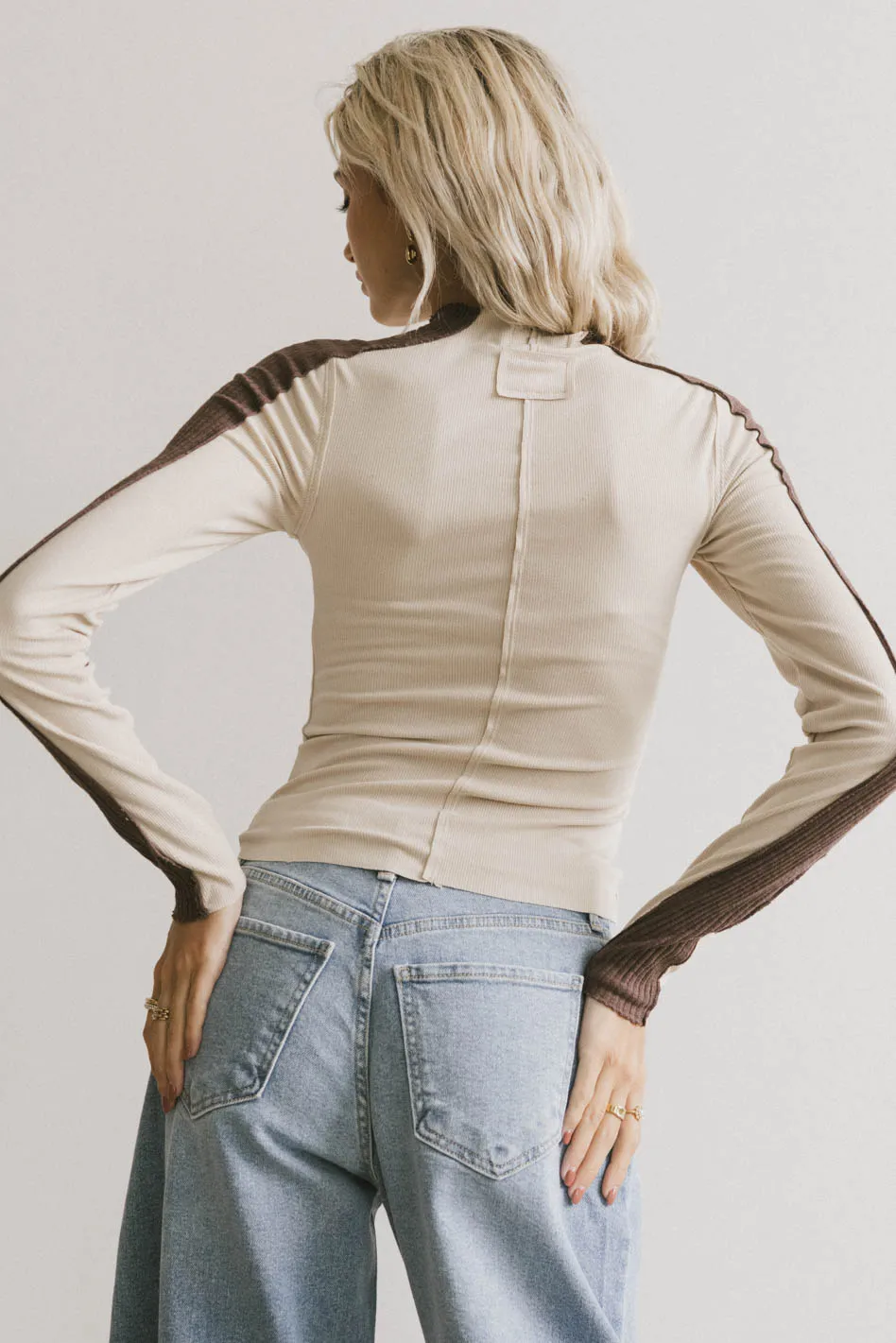 Cleo Ribbed Top in Bone - FINAL SALE - Image 3