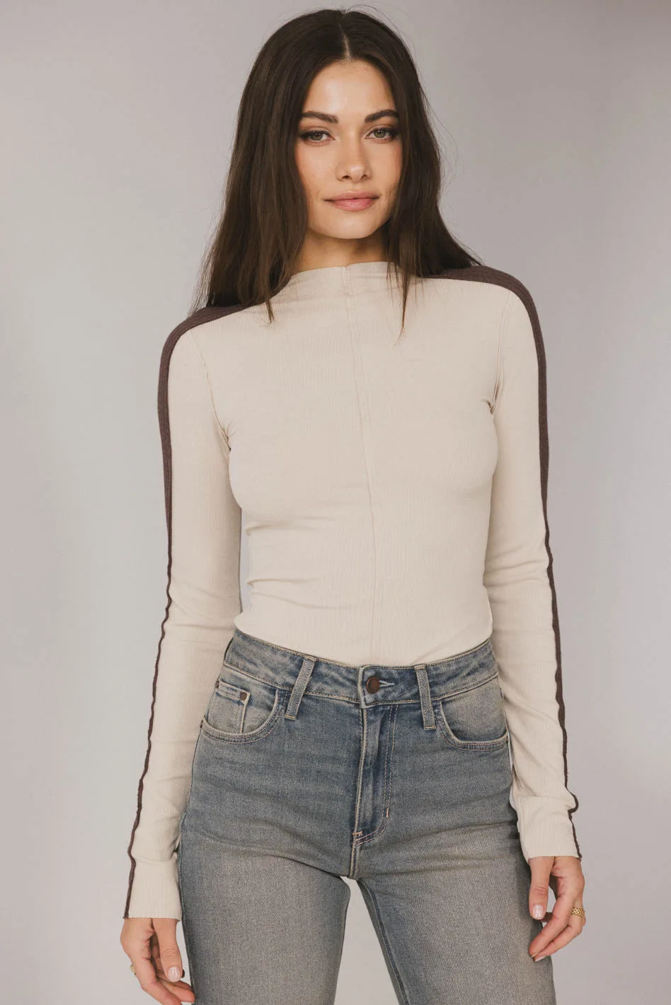Cleo Ribbed Top in Bone - FINAL SALE - Image 5