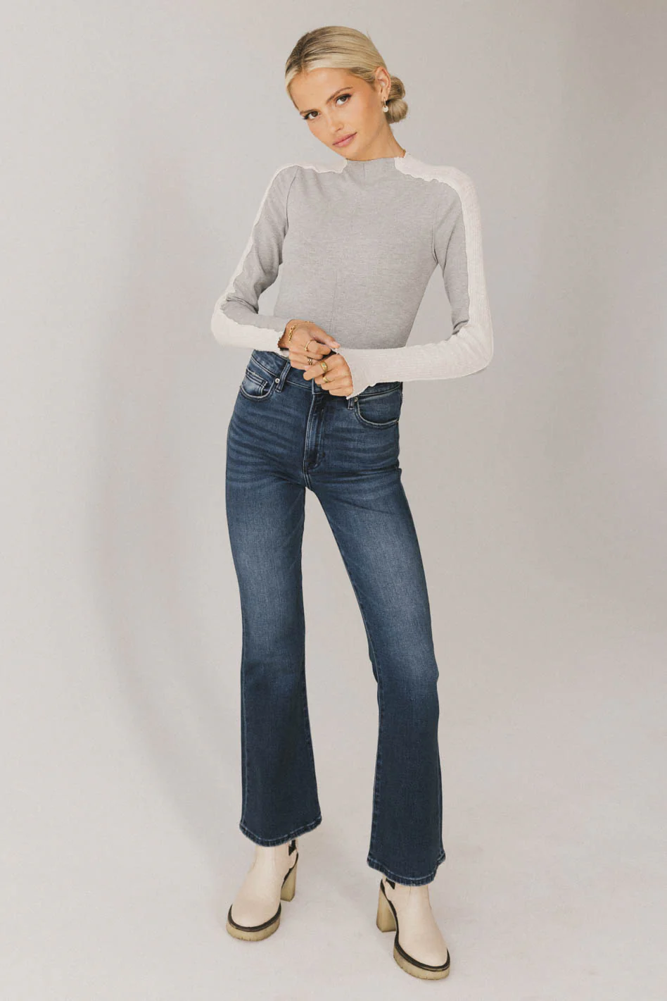 Cleo Ribbed Top in Grey - FINAL SALE - Image 4