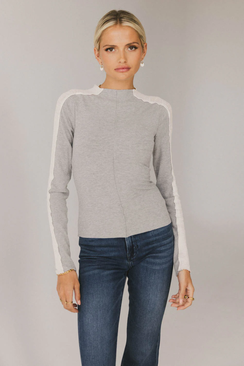 Cleo Ribbed Top in Grey - FINAL SALE - Image 6