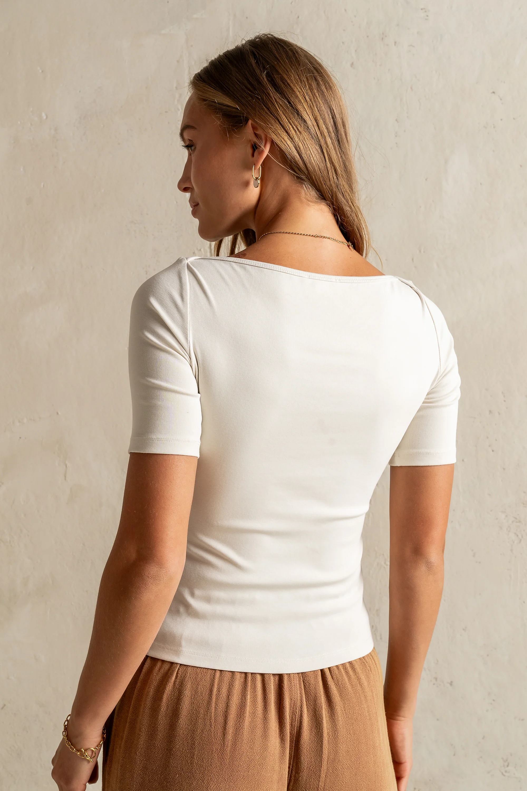 Blair Boat Neck Top in Bone - FINAL SALE - Image 5