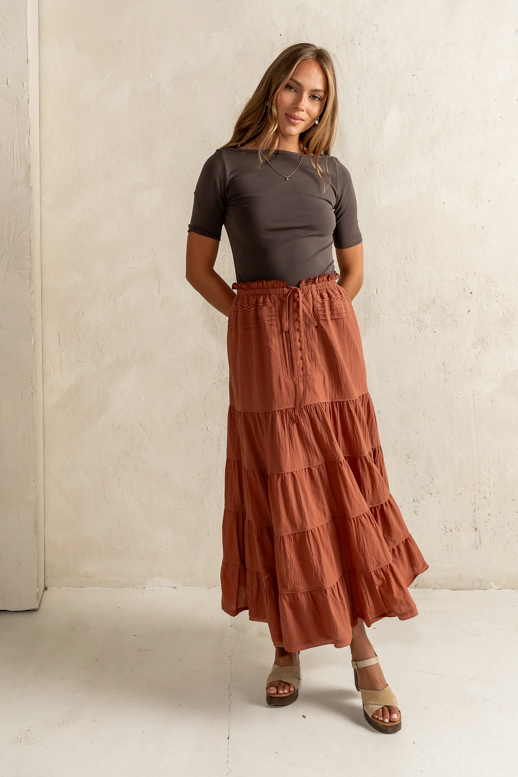Blair Boat Neck Top in Charcoal - FINAL SALE - Image 3