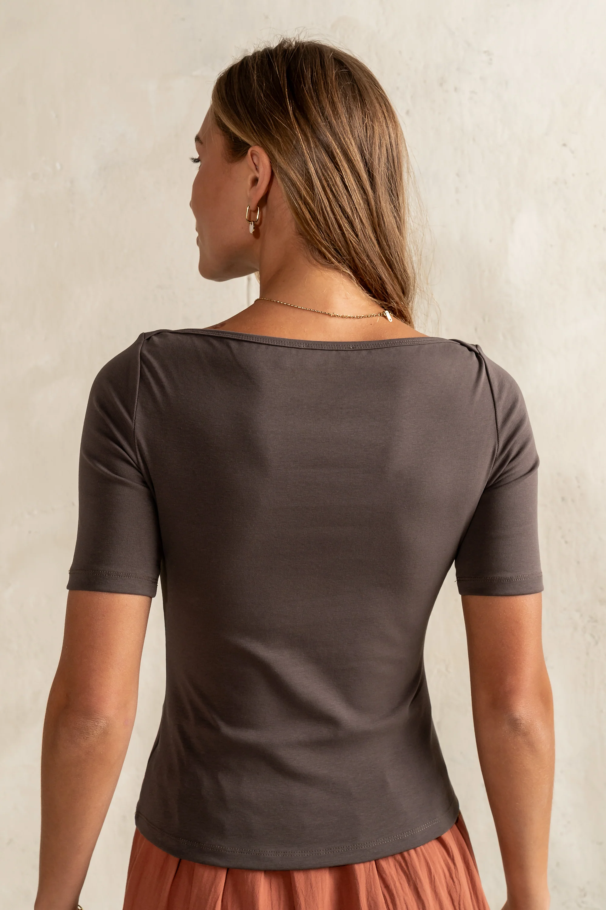 Blair Boat Neck Top in Charcoal - FINAL SALE - Image 4