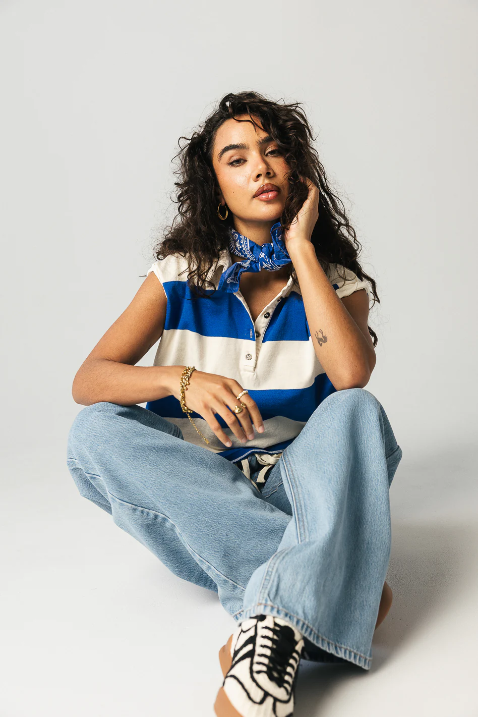 Blake Striped Top in Blue - FINAL SALE - Image 2