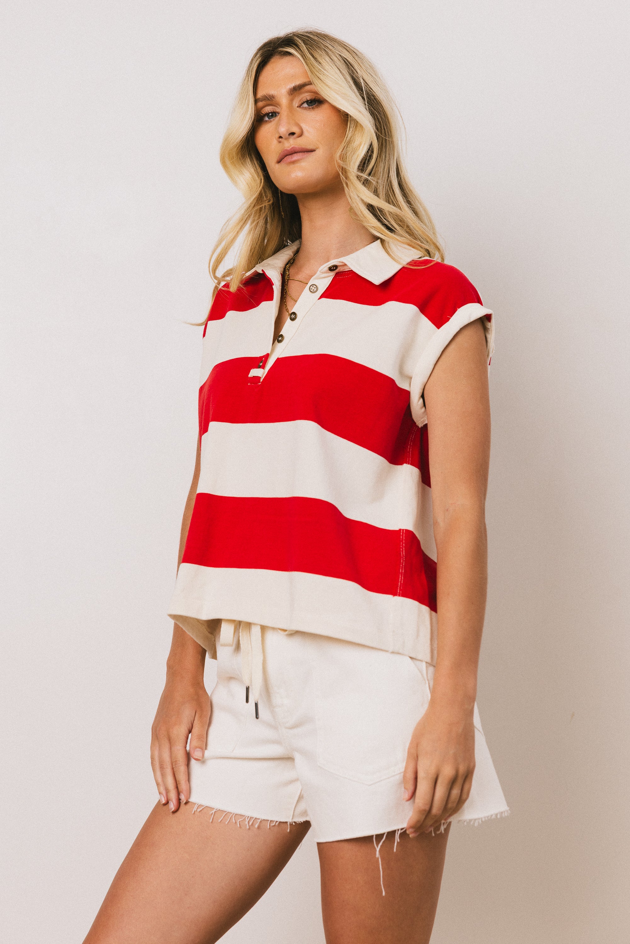 Blake Striped Top in Red - FINAL SALE - Image 4