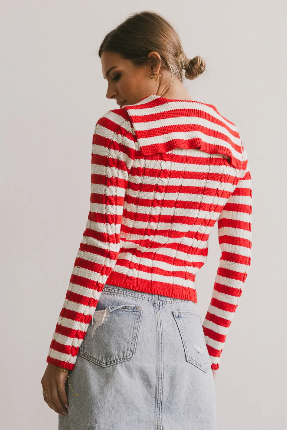Blakley Cable Knit Sweater in Red - FINAL SALE - Image 2