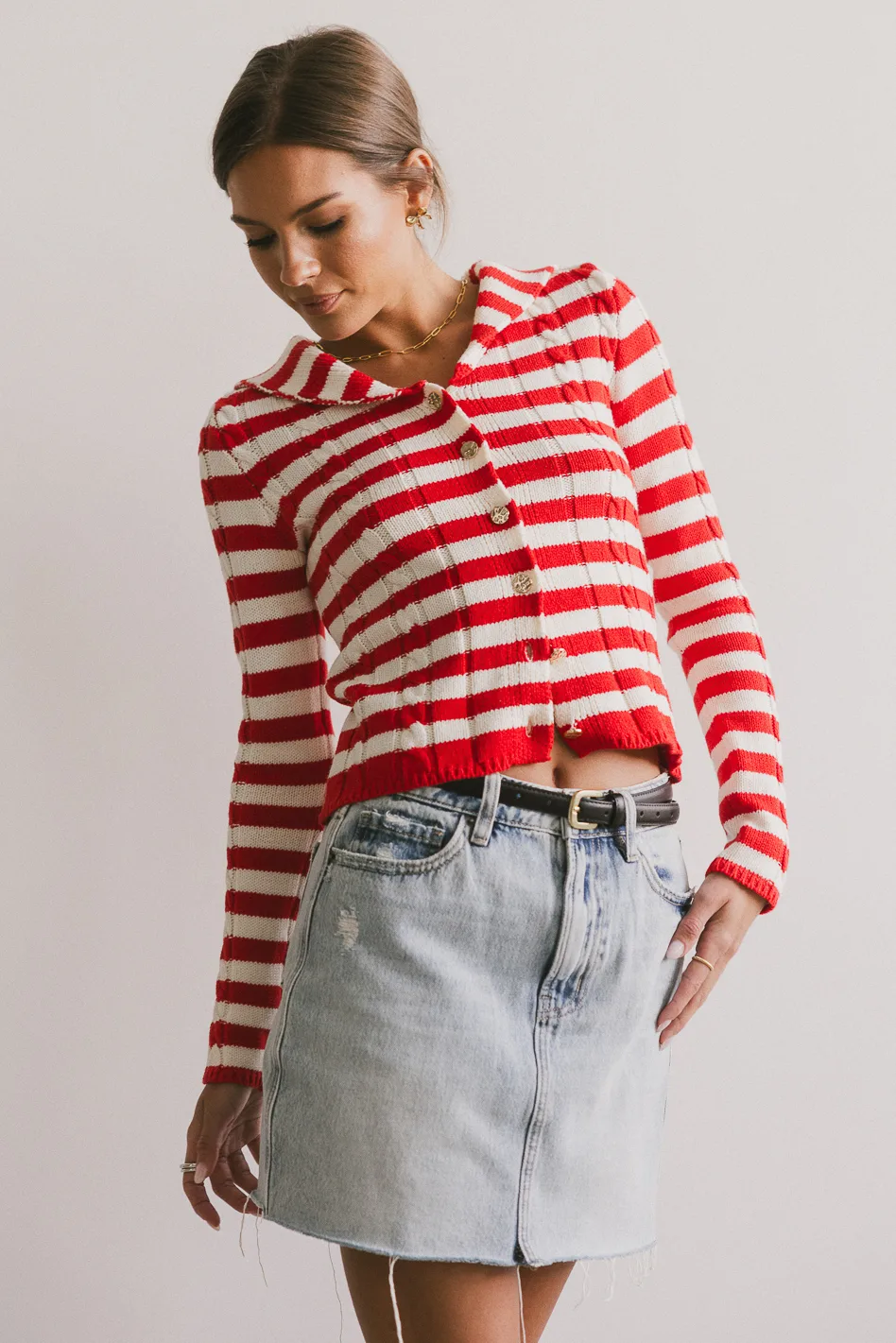 Blakley Cable Knit Sweater in Red - FINAL SALE - Image 3
