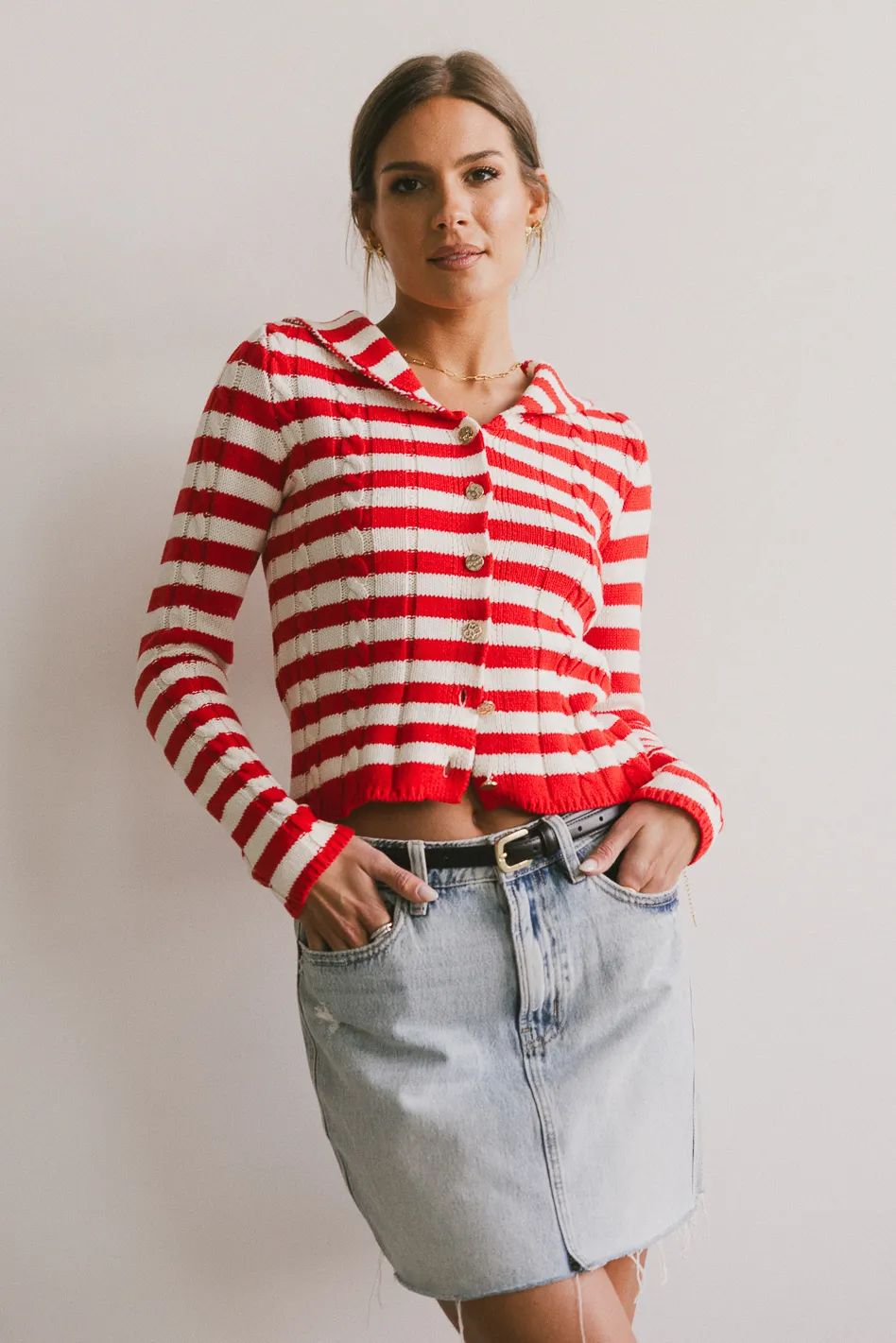 Blakley Cable Knit Sweater in Red - FINAL SALE - Image 4