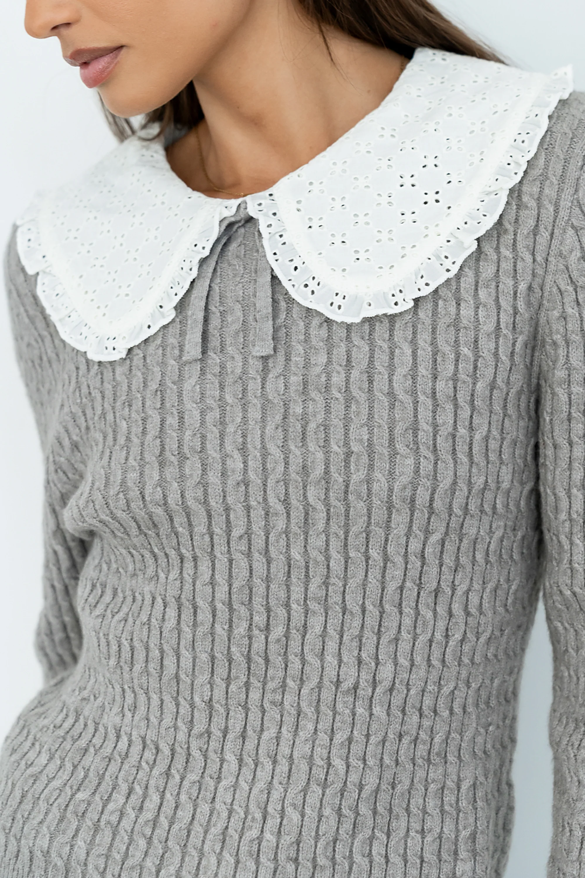 Bobbi Collared Sweater in Grey - FINAL SALE - Image 3
