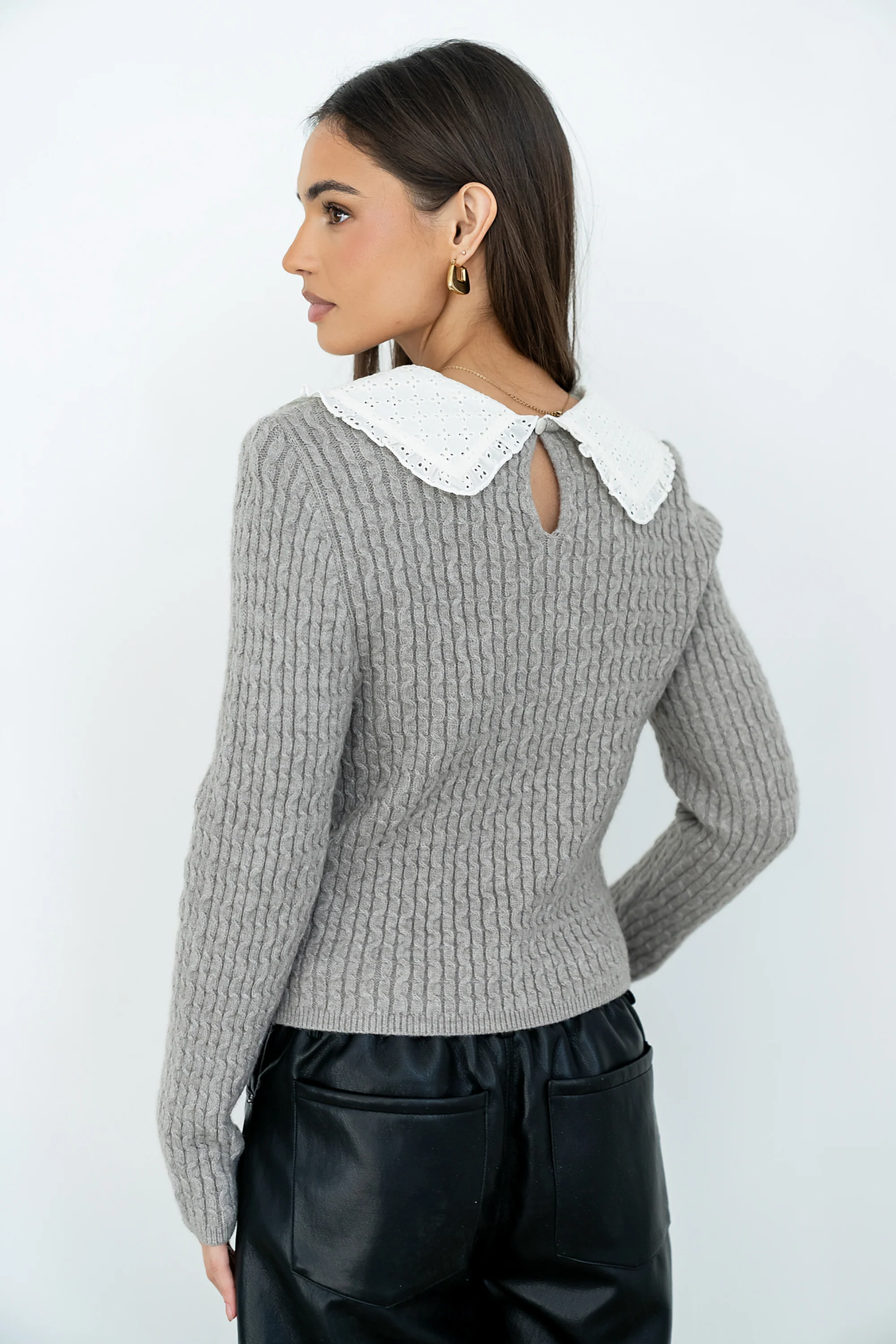Bobbi Collared Sweater in Grey - FINAL SALE - Image 4