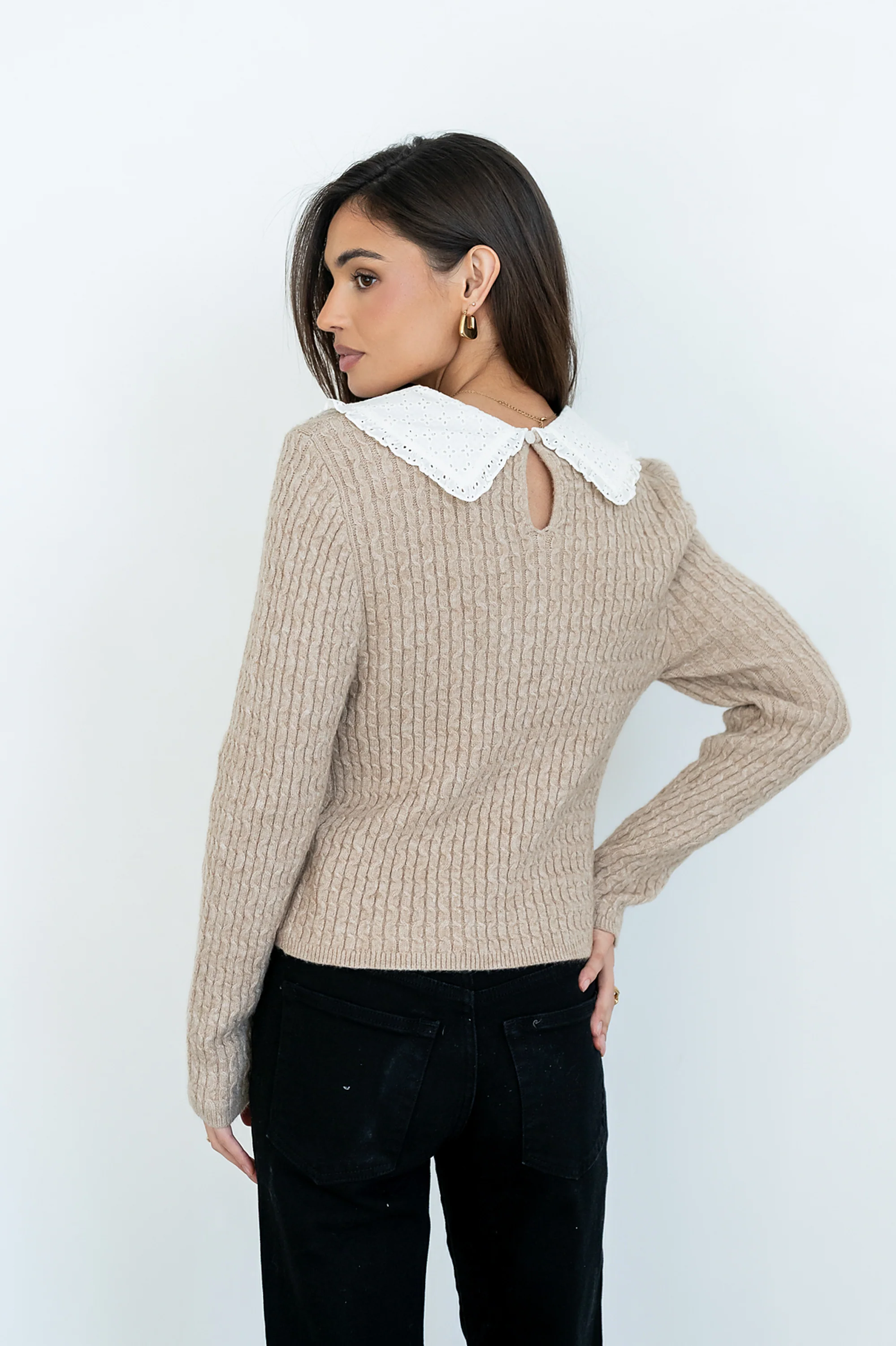 Bobbi Collared Sweater in Mocha - FINAL SALE - Image 3