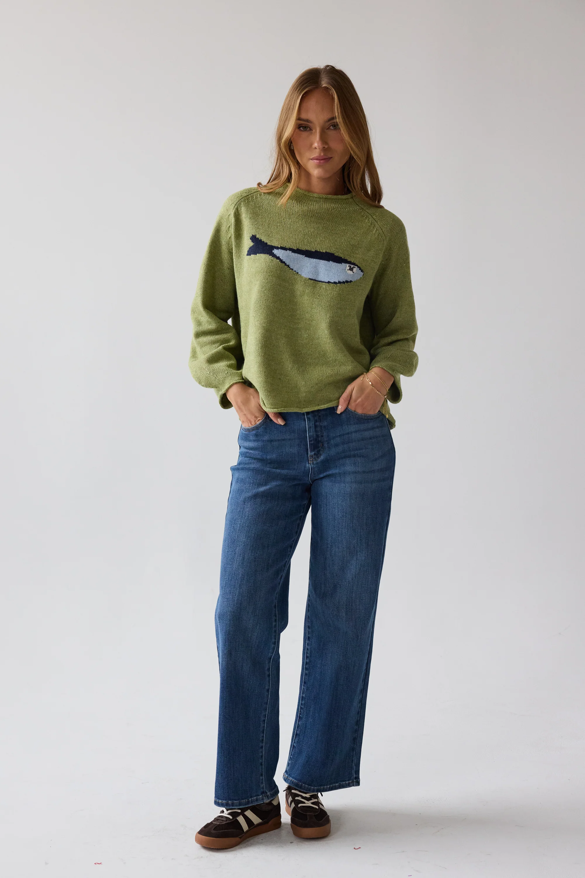 Brady Knit Sweater in Green - Image 4