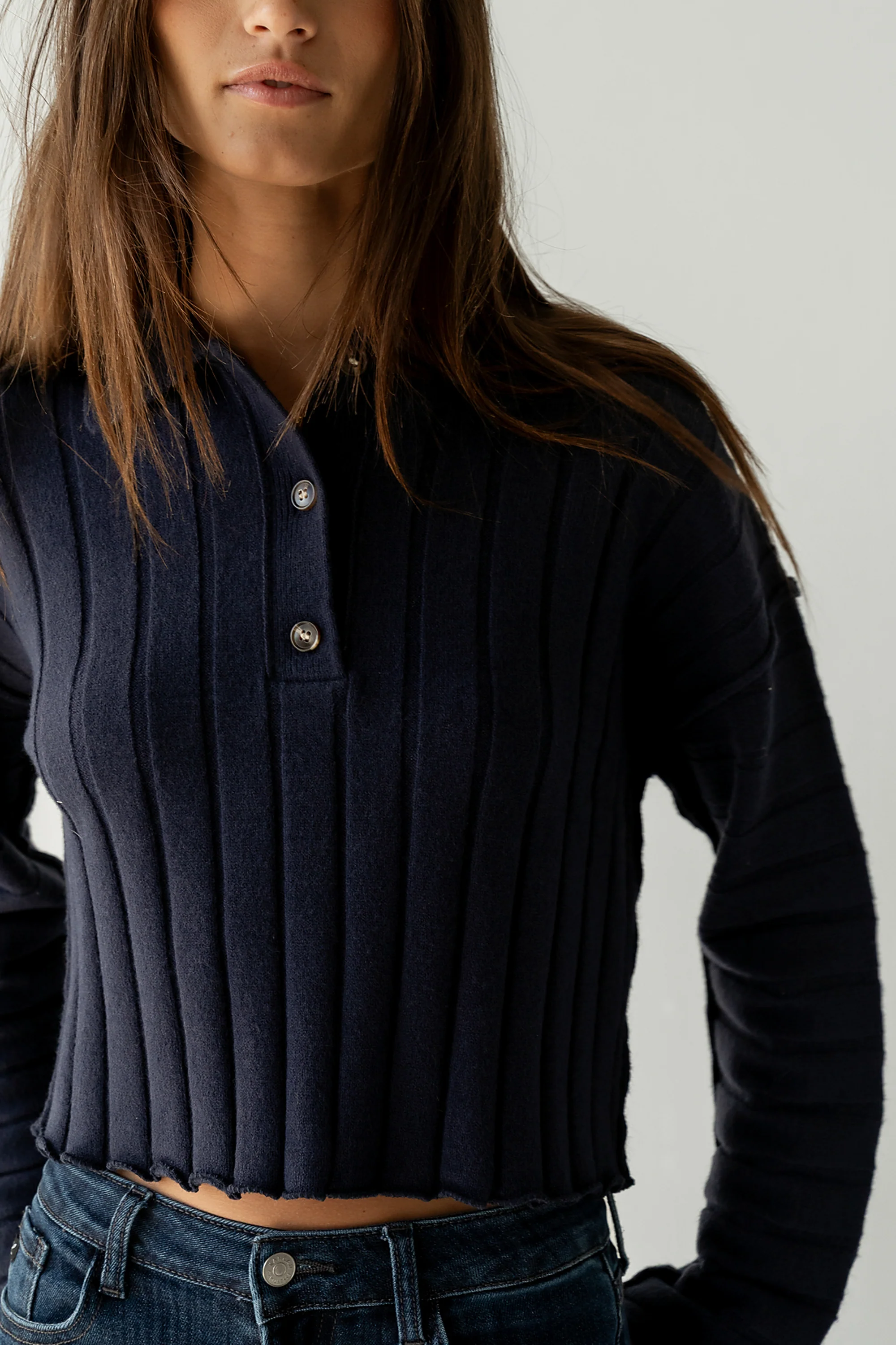 Brandi Collared Sweater in Navy - Image 2