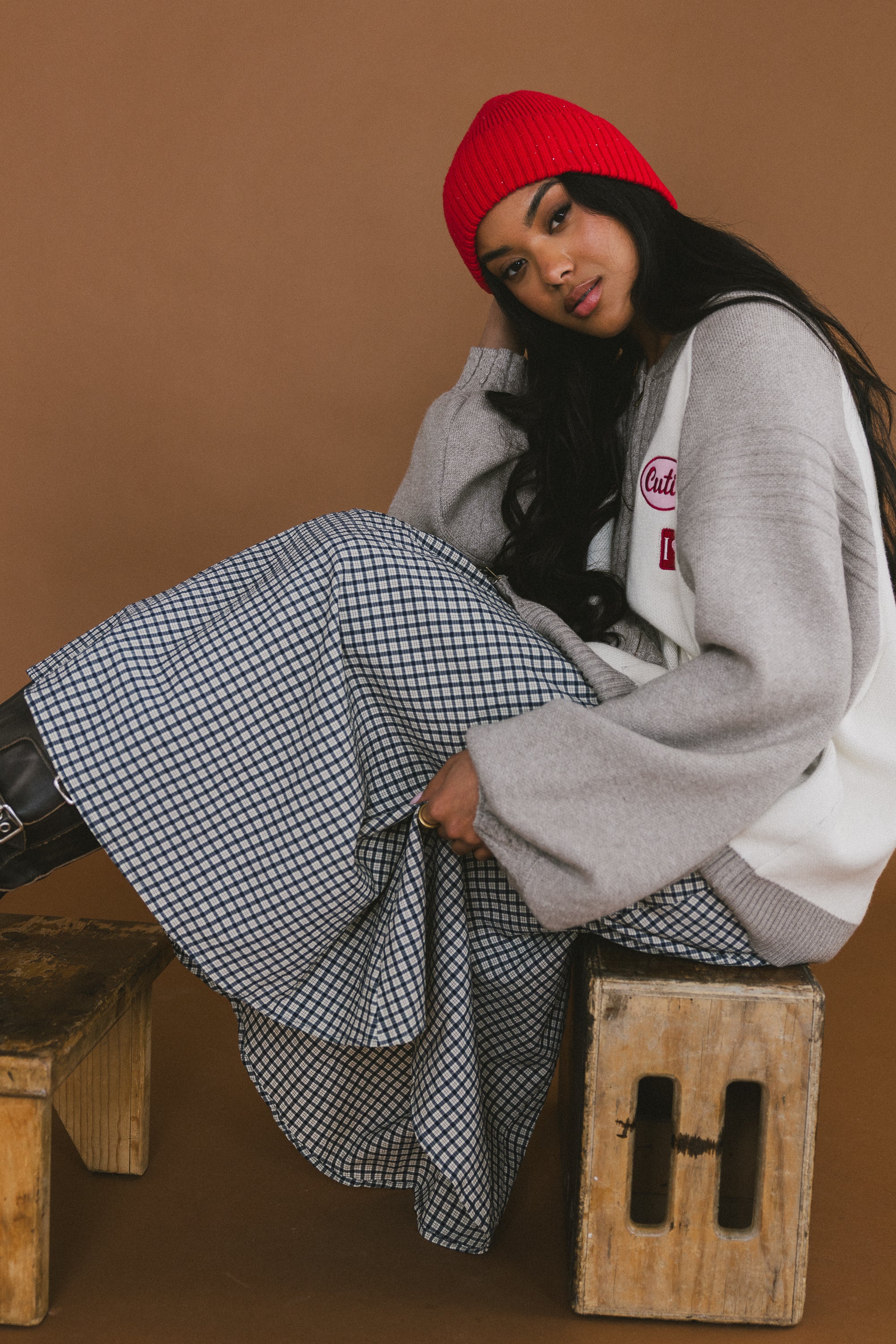 Braxton Plaid Midi Skirt - Image 9