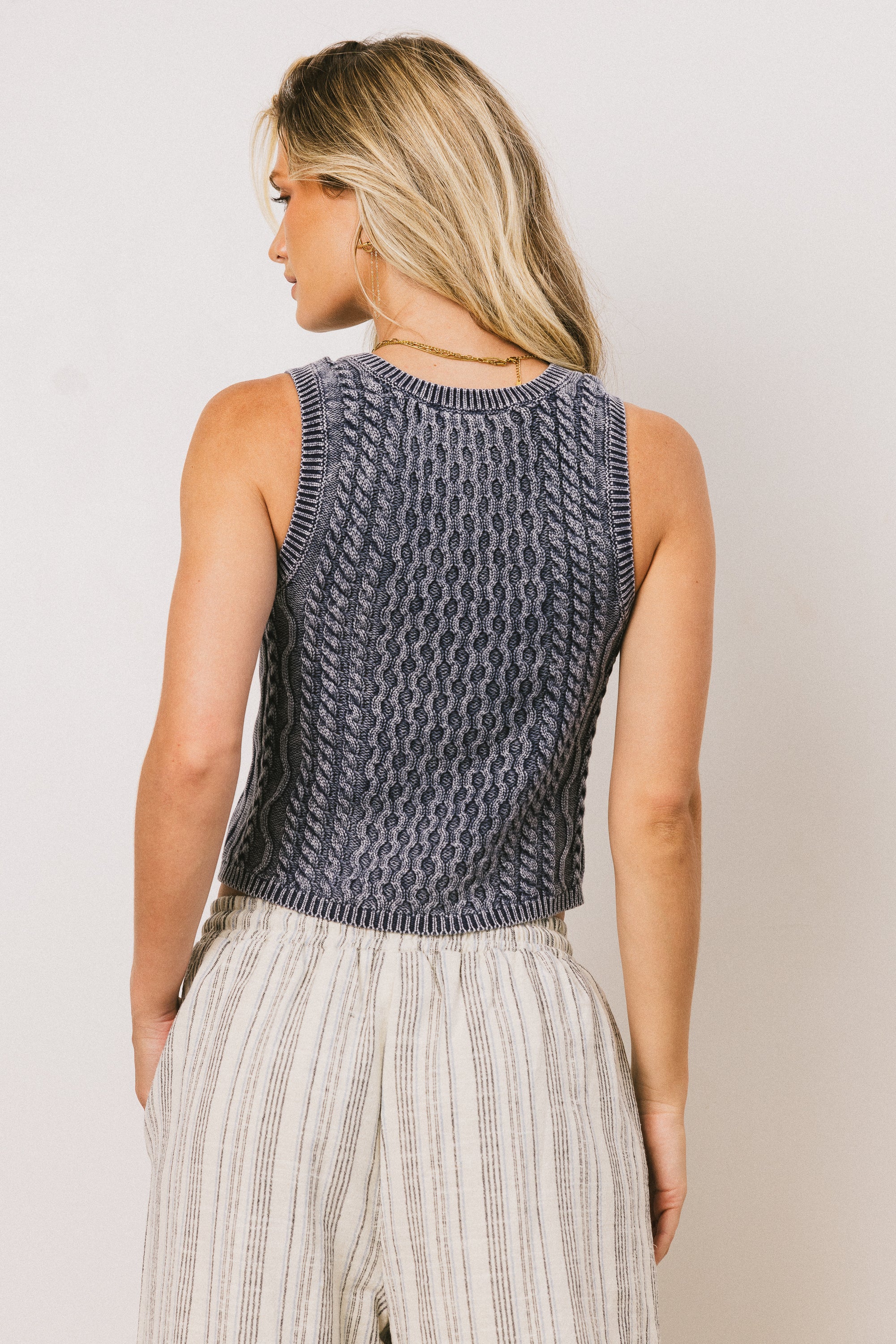 Brayden Cable Knit Sweater in Navy - FINAL SALE - Image 2